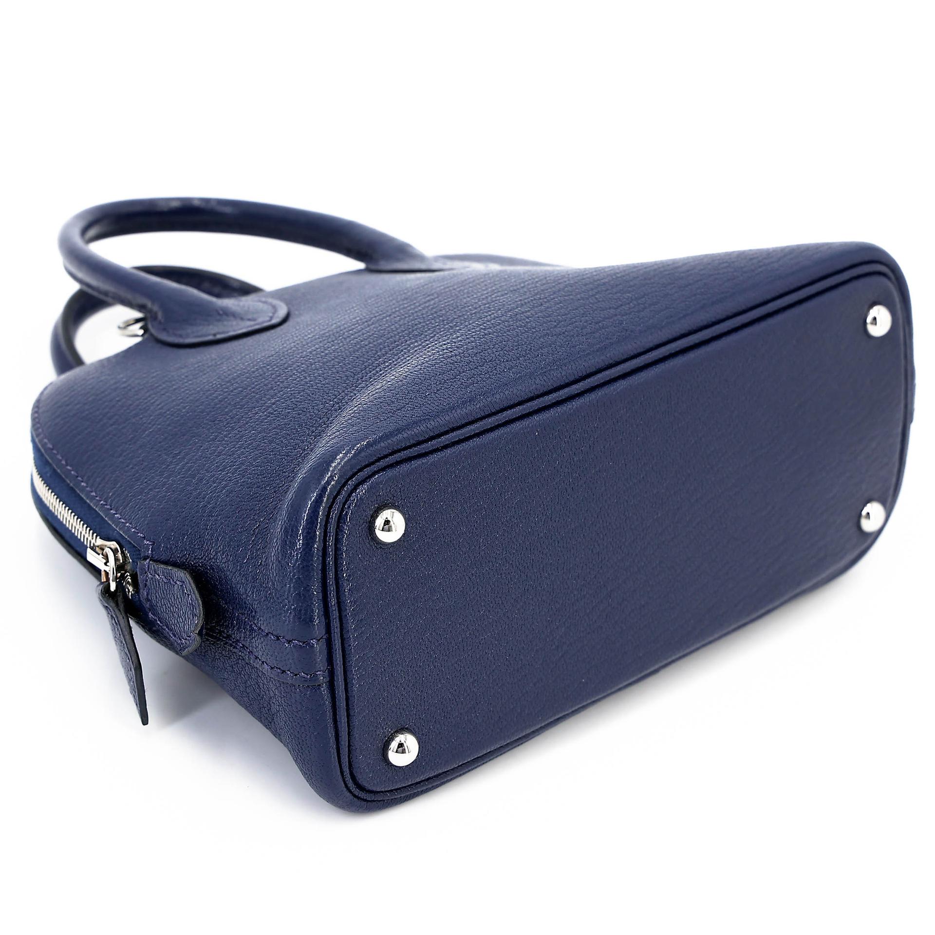 中古AB HERMÈS 愛馬仕 Mini Bolide 1923 7U 深海藍 Navy Chevre Mysore山羊皮 銀扣 B刻 2023年 - 5