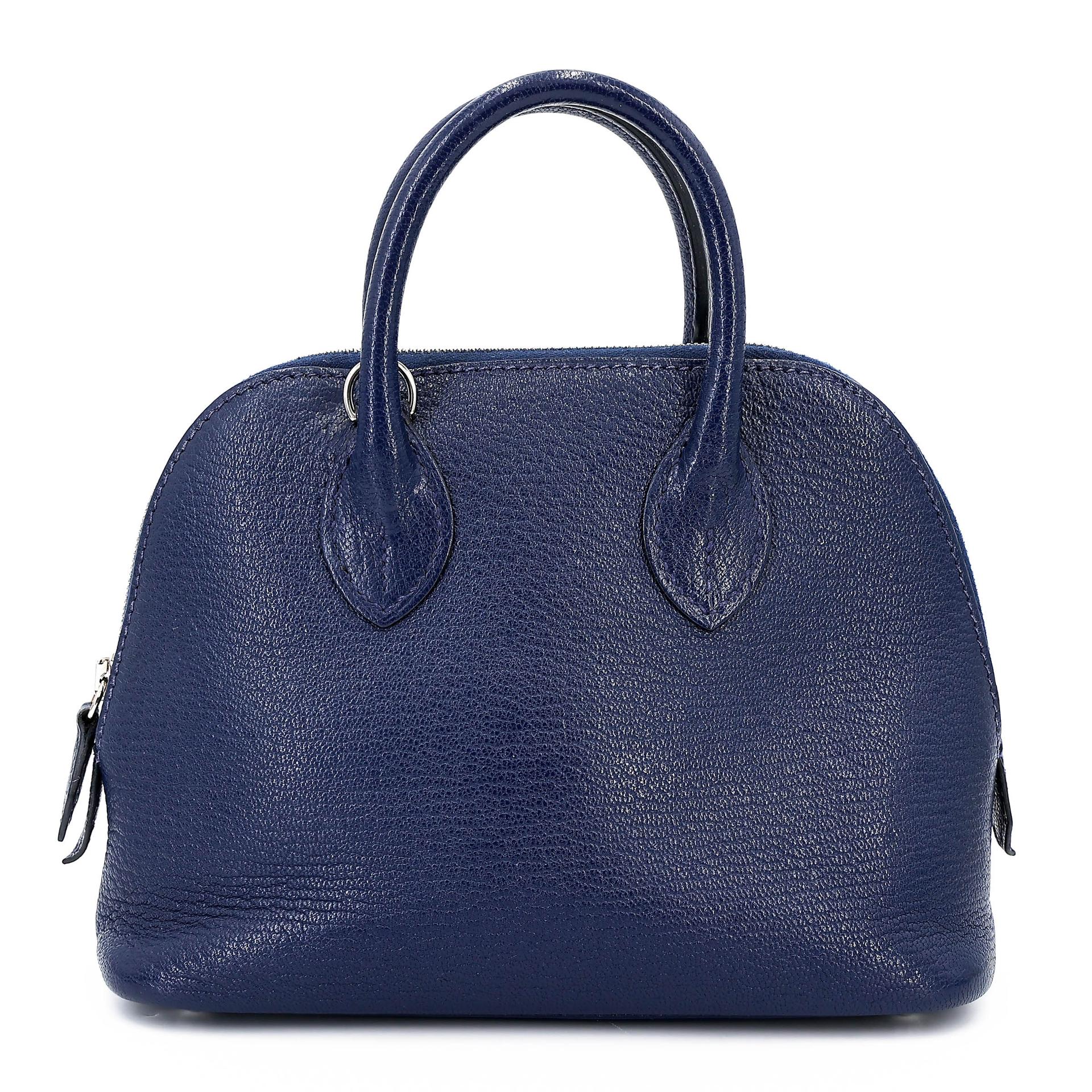 中古AB HERMÈS 愛馬仕 Mini Bolide 1923 7U 深海藍 Navy Chevre Mysore山羊皮 銀扣 B刻 2023年 - 1