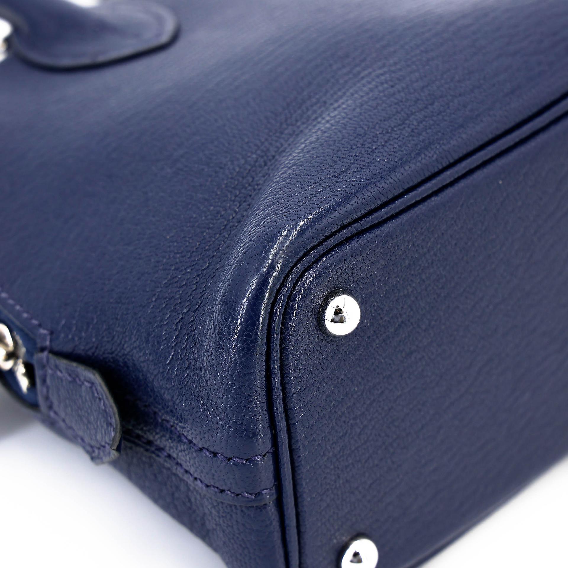 中古AB HERMÈS 愛馬仕 Mini Bolide 1923 7U 深海藍 Navy Chevre Mysore山羊皮 銀扣 B刻 2023年 - 9