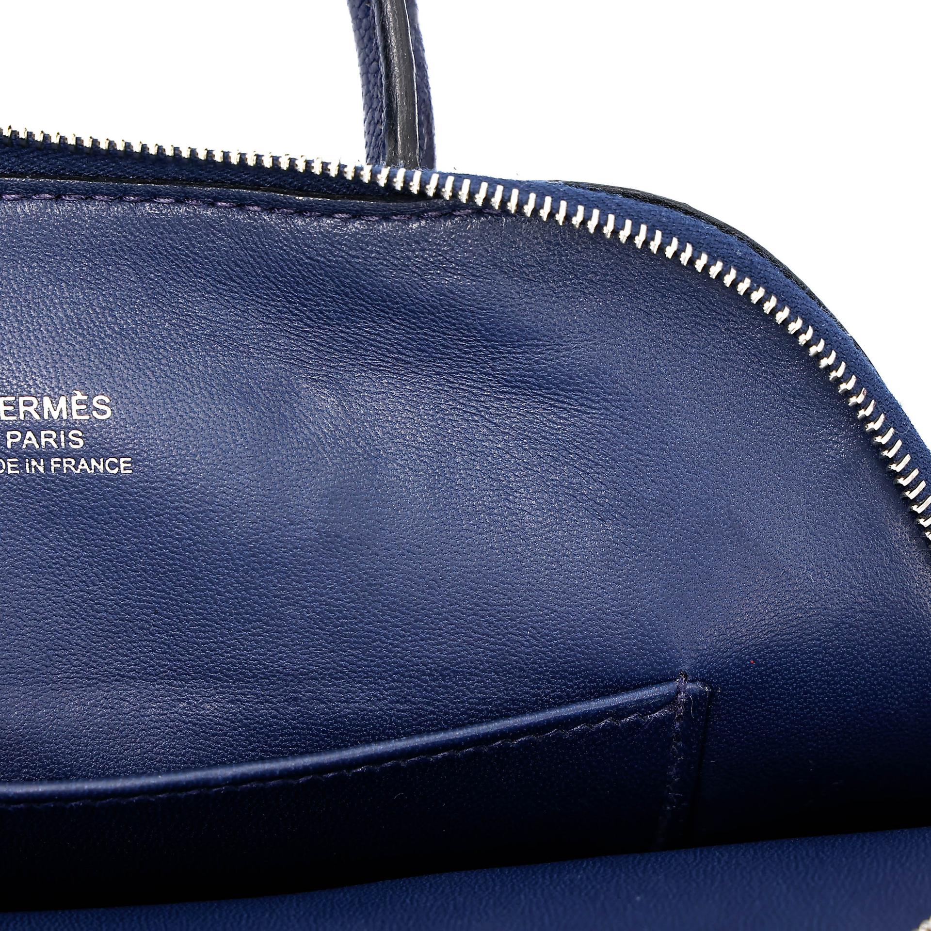 中古AB HERMÈS 愛馬仕 Mini Bolide 1923 7U 深海藍 Navy Chevre Mysore山羊皮 銀扣 B刻 2023年 - 17