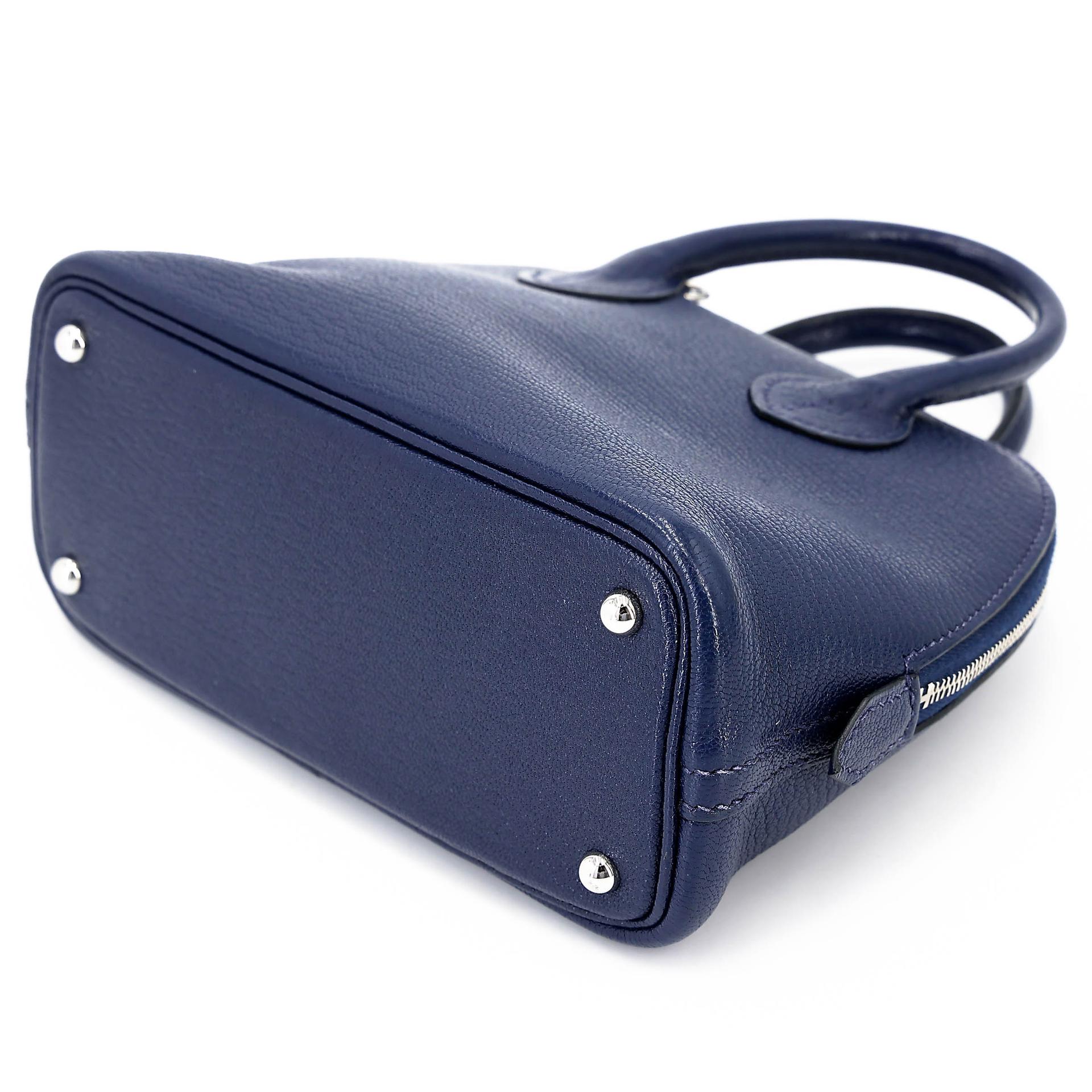 中古AB HERMÈS 愛馬仕 Mini Bolide 1923 7U 深海藍 Navy Chevre Mysore山羊皮 銀扣 B刻 2023年 - 4