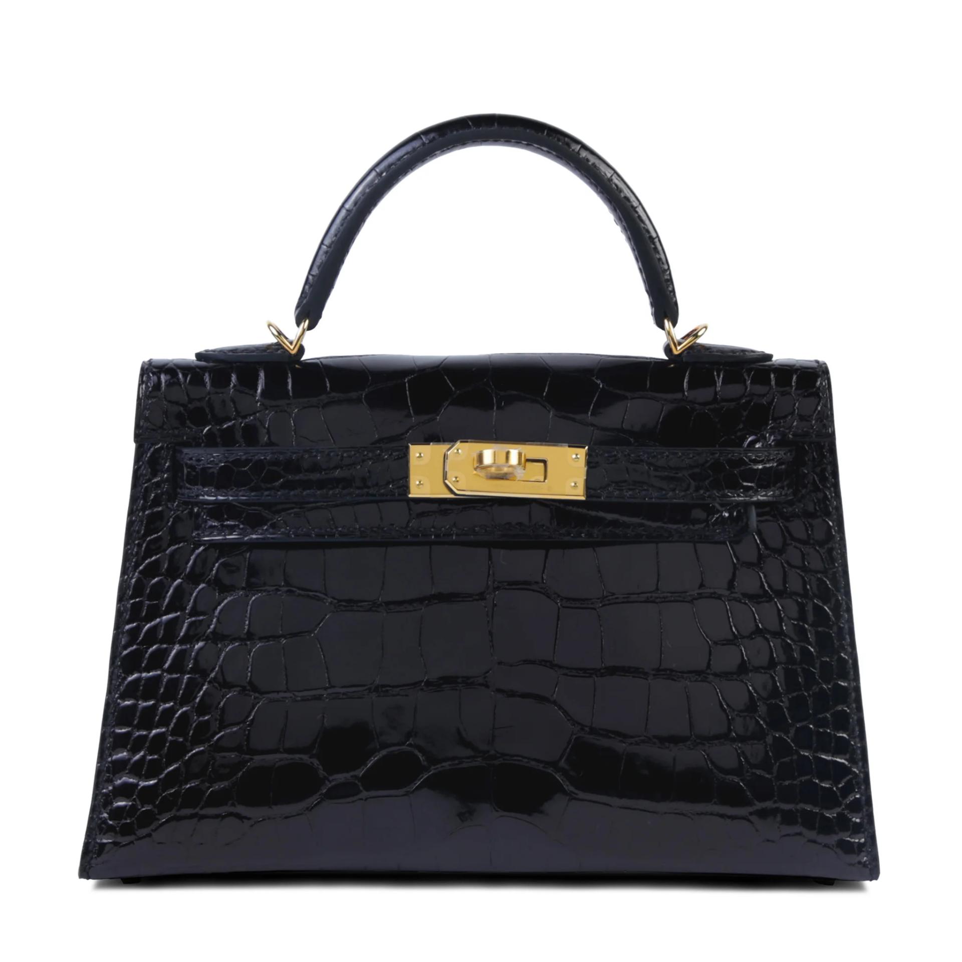 Unused ( Rank NS ) HERMÈS Mini Kelly II Noir (89) Shiny Alligator Gold hardware K (2025) - 1