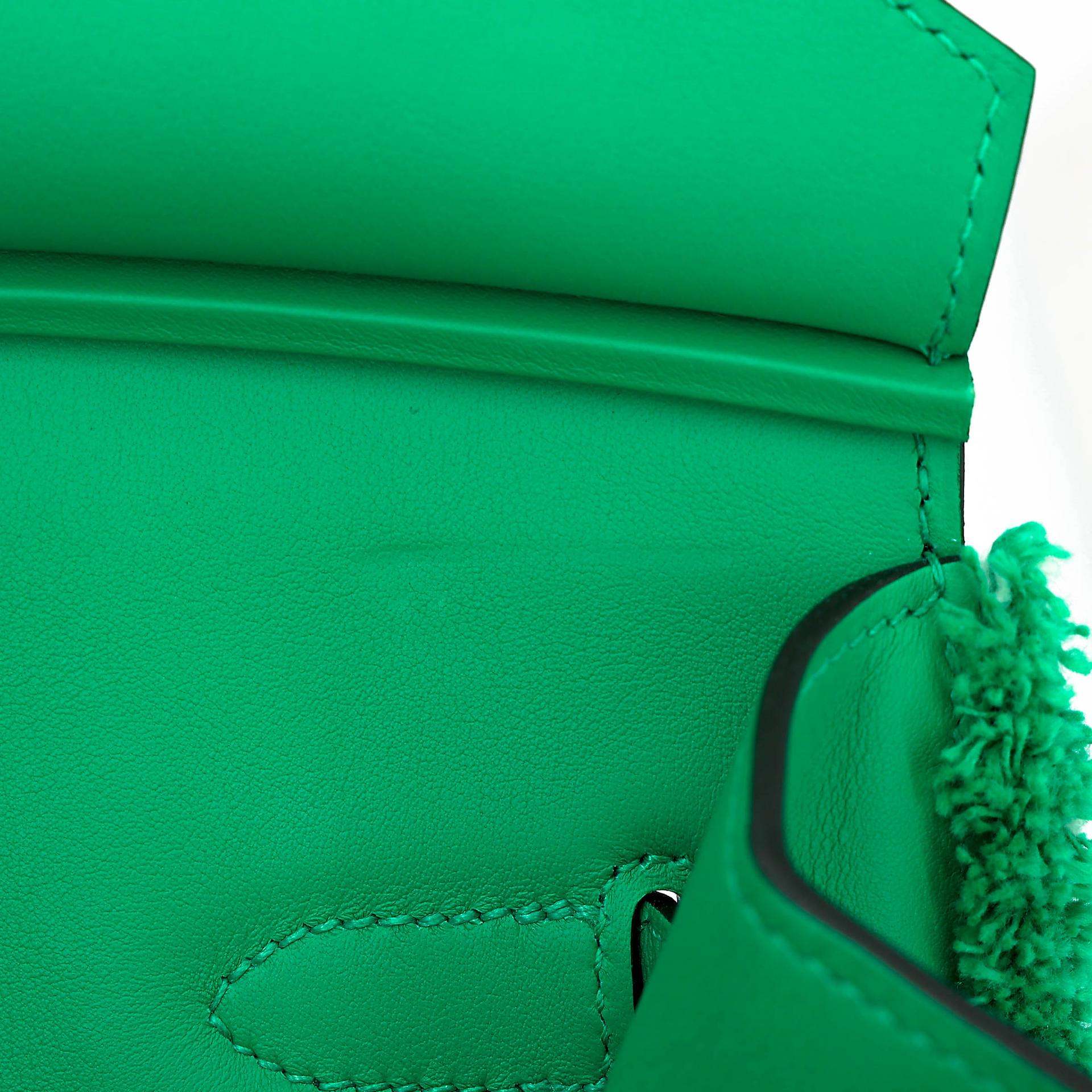 Excellent ( Rank SA ) HERMÈS Limited Edition Birkin 35 Fray Fray Menthe (6W) Swift Canvas Palladium hardware Z (2021) - 11