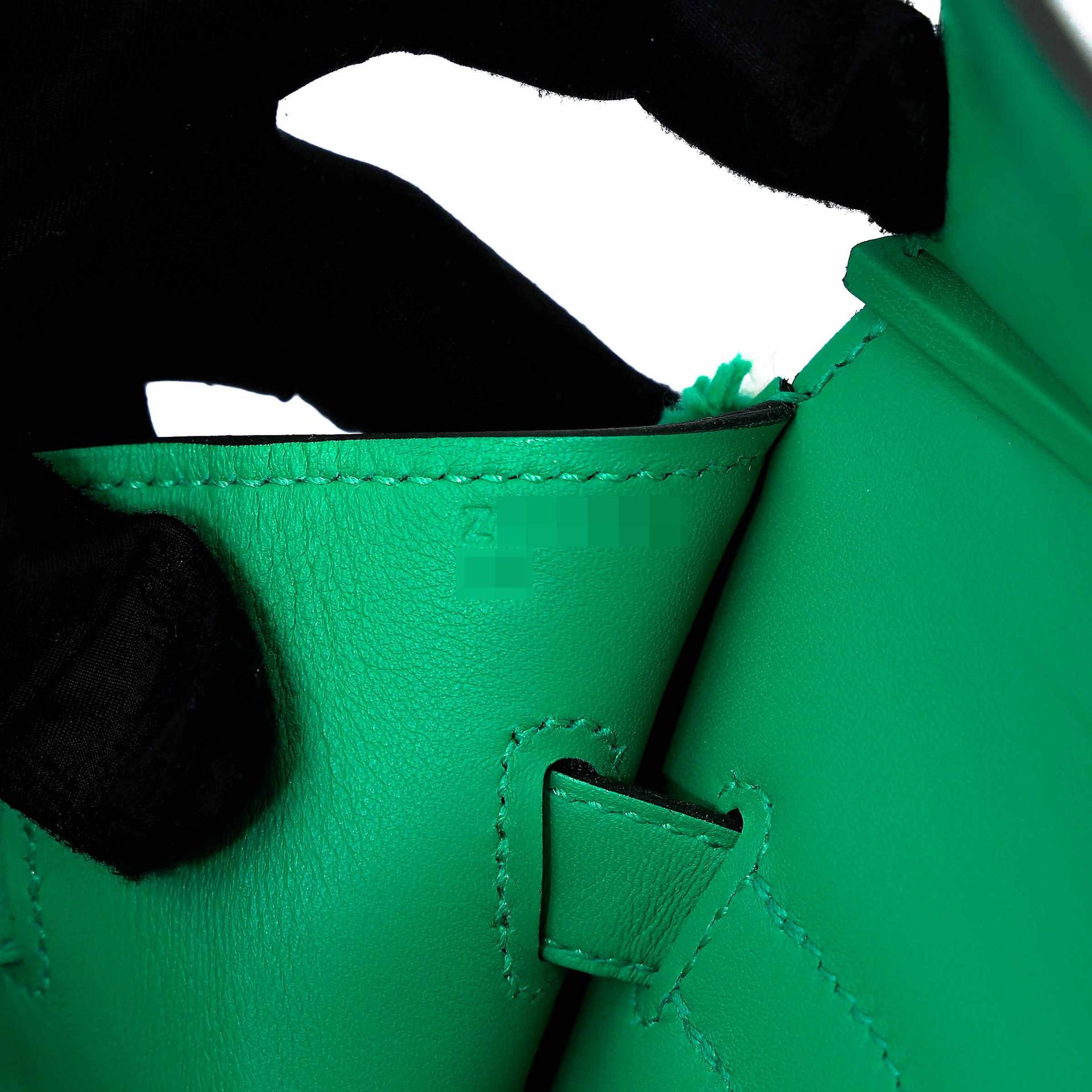 Excellent ( Rank SA ) HERMÈS Limited Edition Birkin 35 Fray Fray Menthe (6W) Swift Canvas Palladium hardware Z (2021) - 15