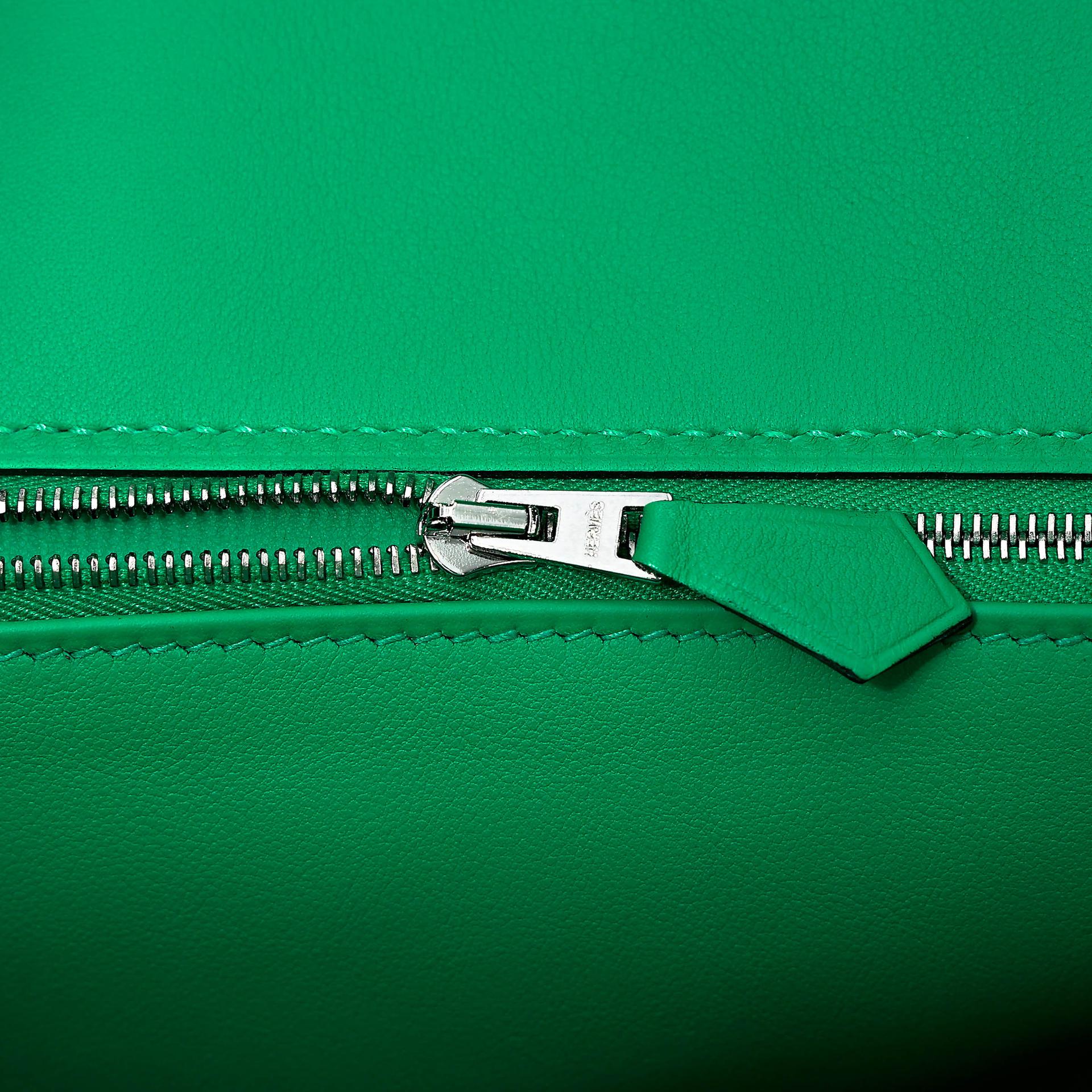 Excellent ( Rank SA ) HERMÈS Limited Edition Birkin 35 Fray Fray Menthe (6W) Swift Canvas Palladium hardware Z (2021) - 13
