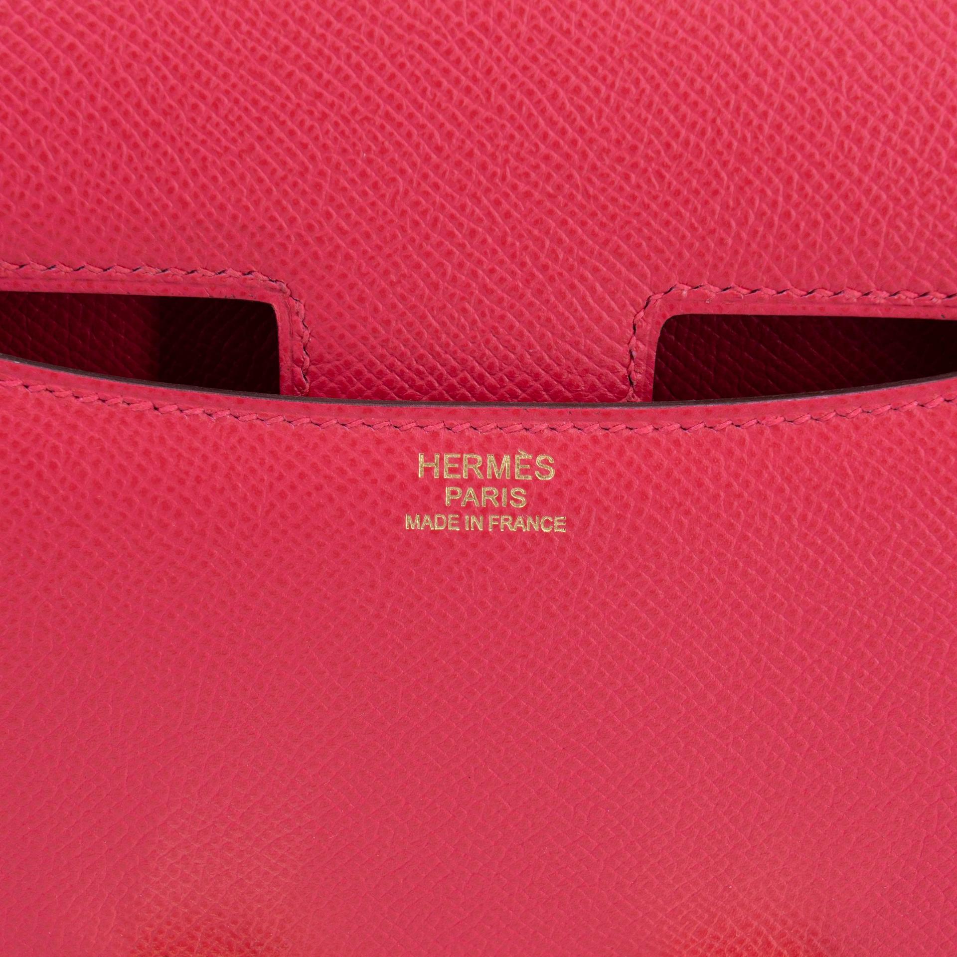 Very Good ( Rank A) HERMÈS Constance 24 Rose Extreme (I6) Epsom Gold hardware D (2019) - 15