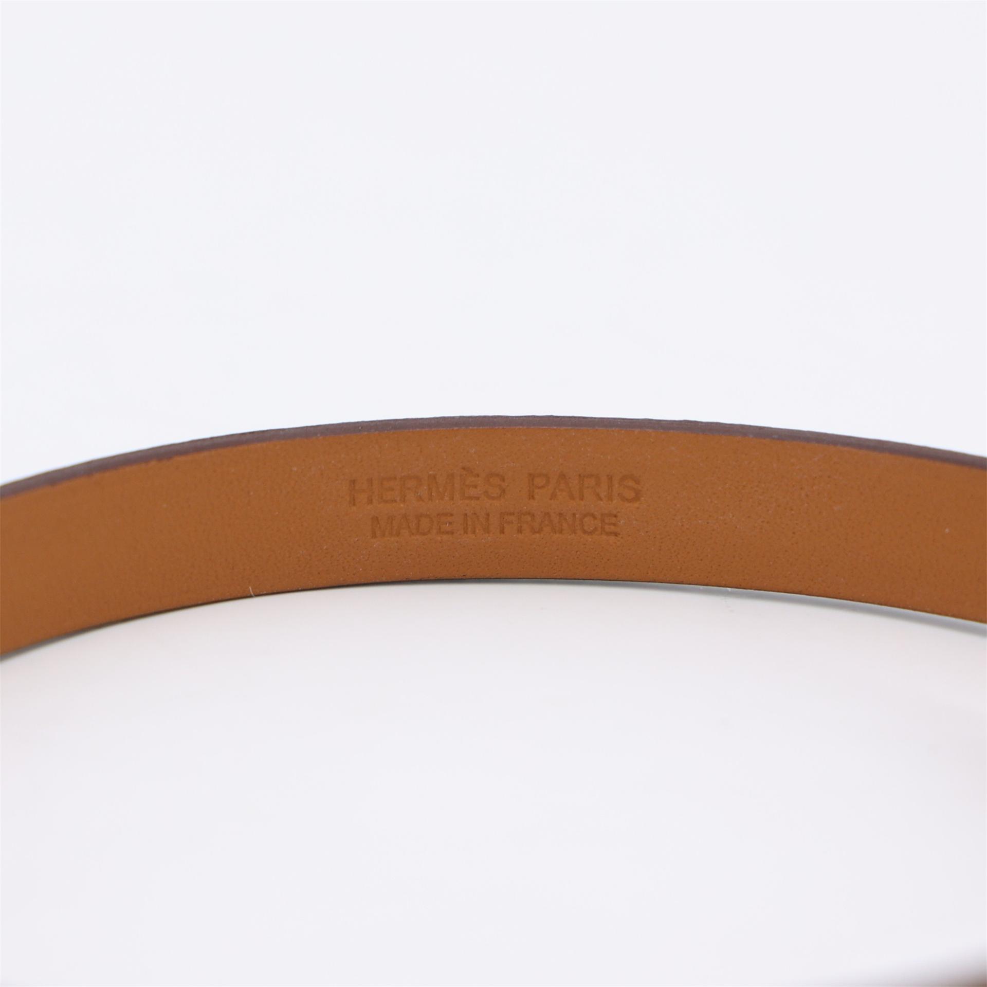 Excellent ( Rank SA ) HERMÈS Mini Kelly Double Tour bracelet Etoupe (18) Swift Rose Gold hardware Z (2021) - 10
