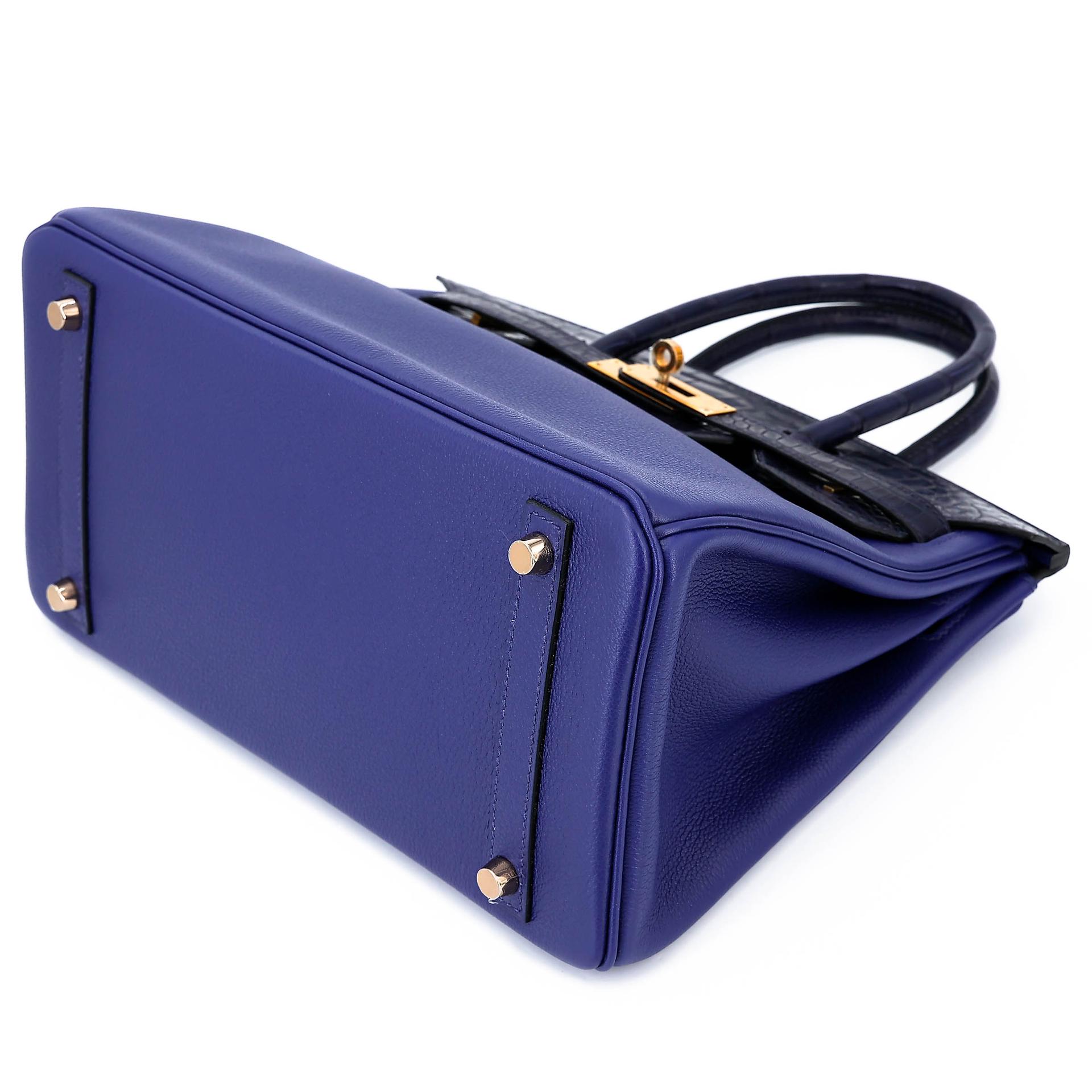ランク NS 未使用品 HERMÈS エルメス バーキン30 タッチ ブルーサフィール (73) ブルーマリン (78) クロコダイル アリゲーター マット トリヨン ノビーヨ ピンクゴールド金具 C刻印 (2018) - 4