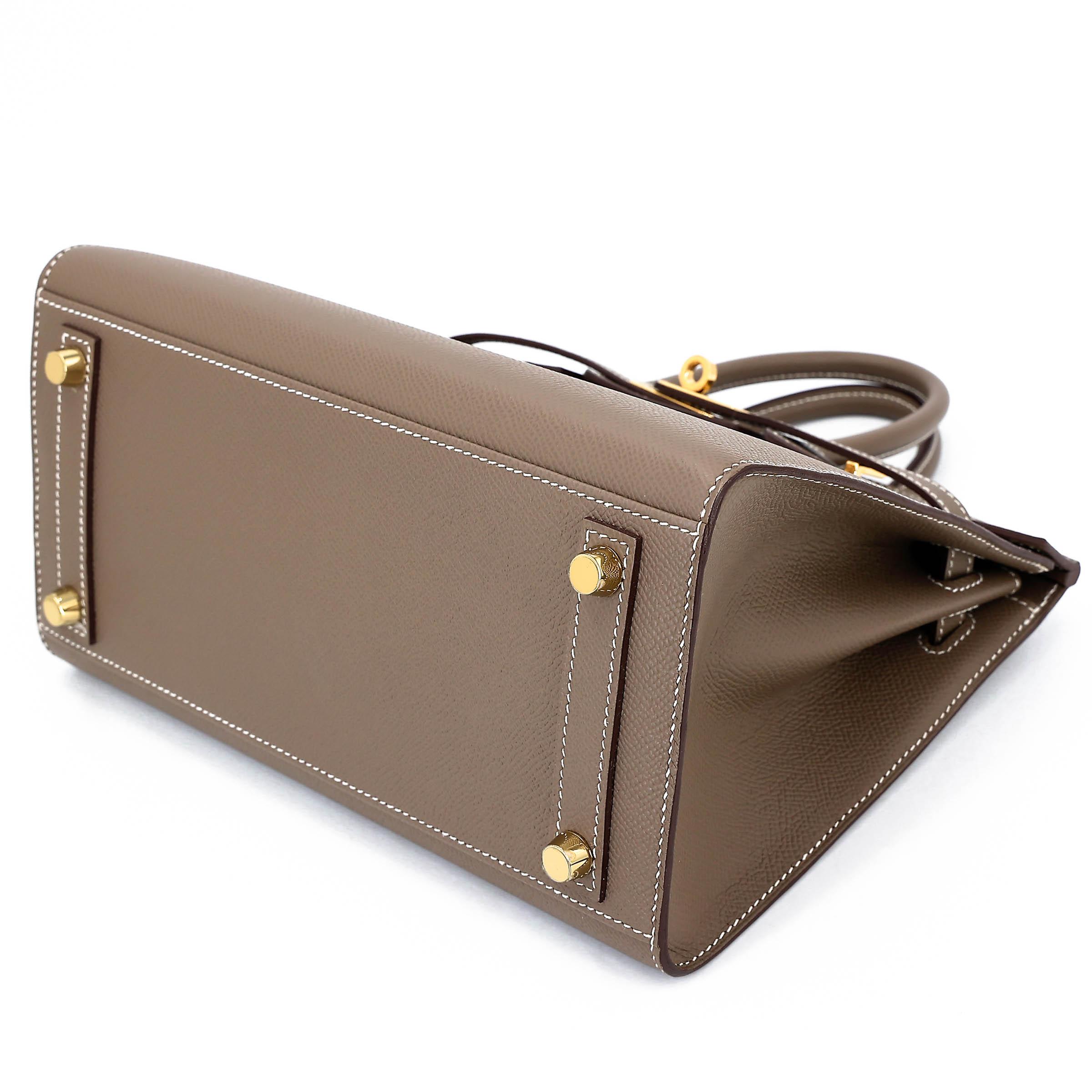 Unused ( Rank NS ) HERMÈS Birkin 25 Sellier Etoupe (18) Epsom Gold hardware U (2022) - 4