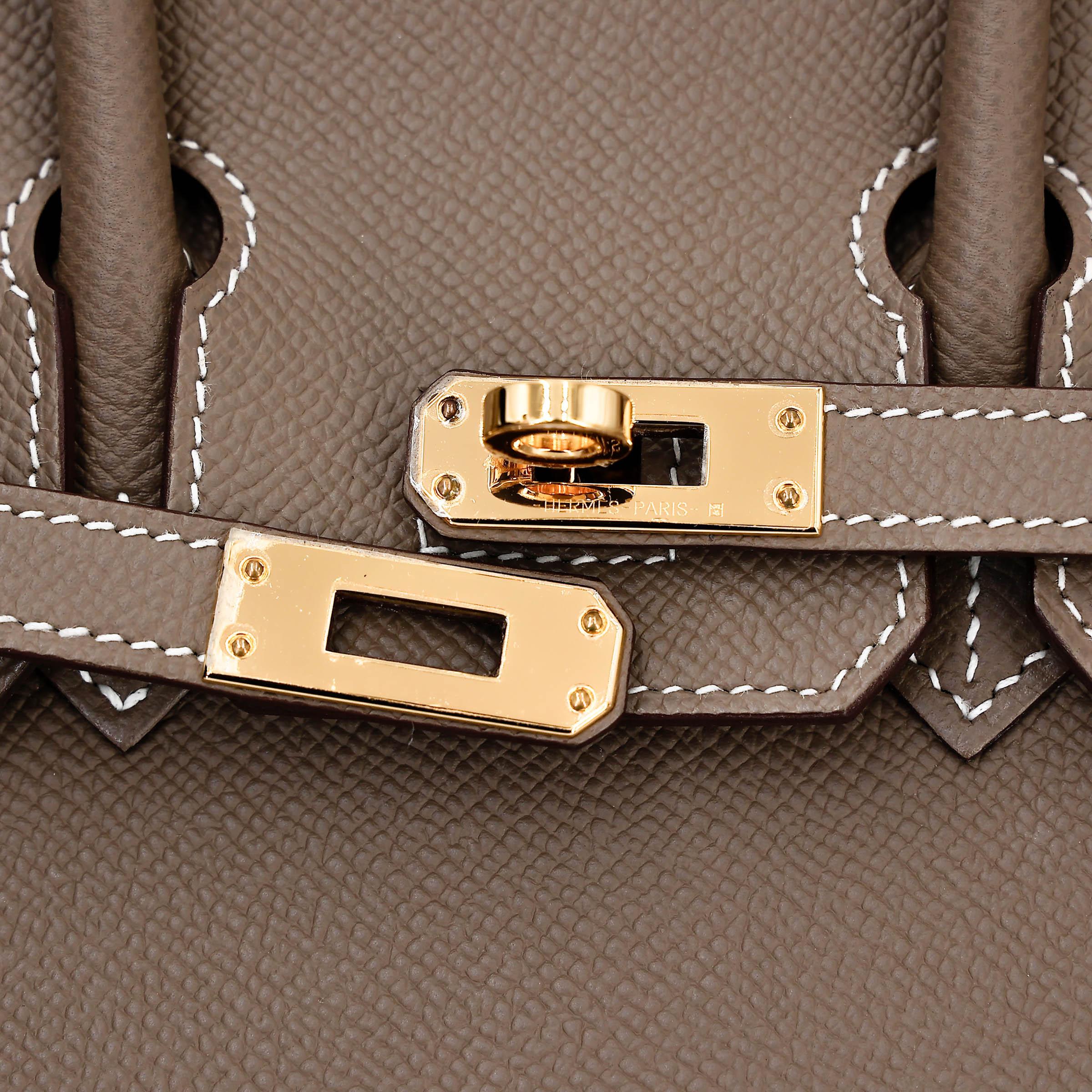 Unused ( Rank NS ) HERMÈS Birkin 25 Sellier Etoupe (18) Epsom Gold hardware U (2022) - 12