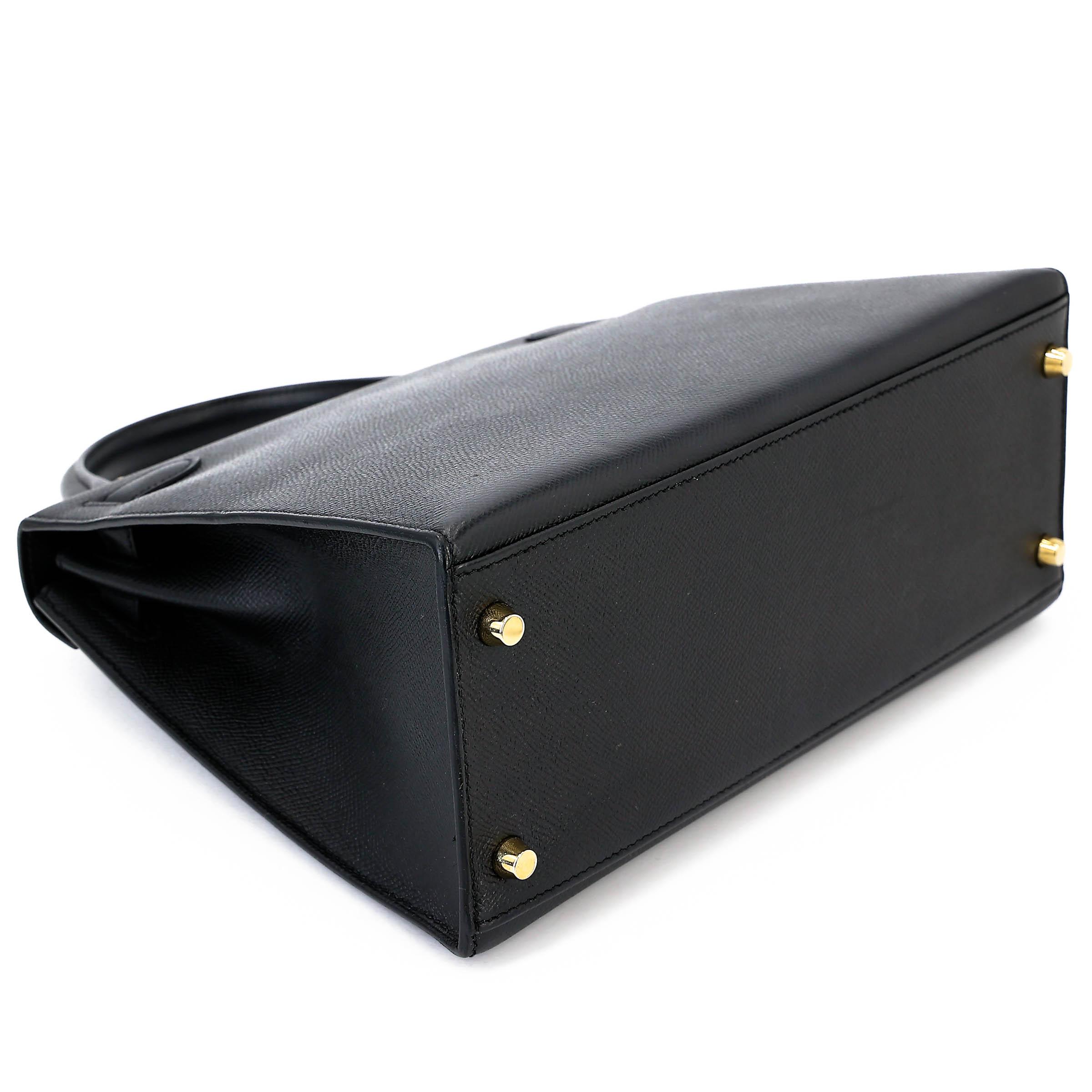 Very Good ( Rank A) HERMÈS Kelly 28 Sellier Noir (89) Epsom Gold hardware C (2018) - 7