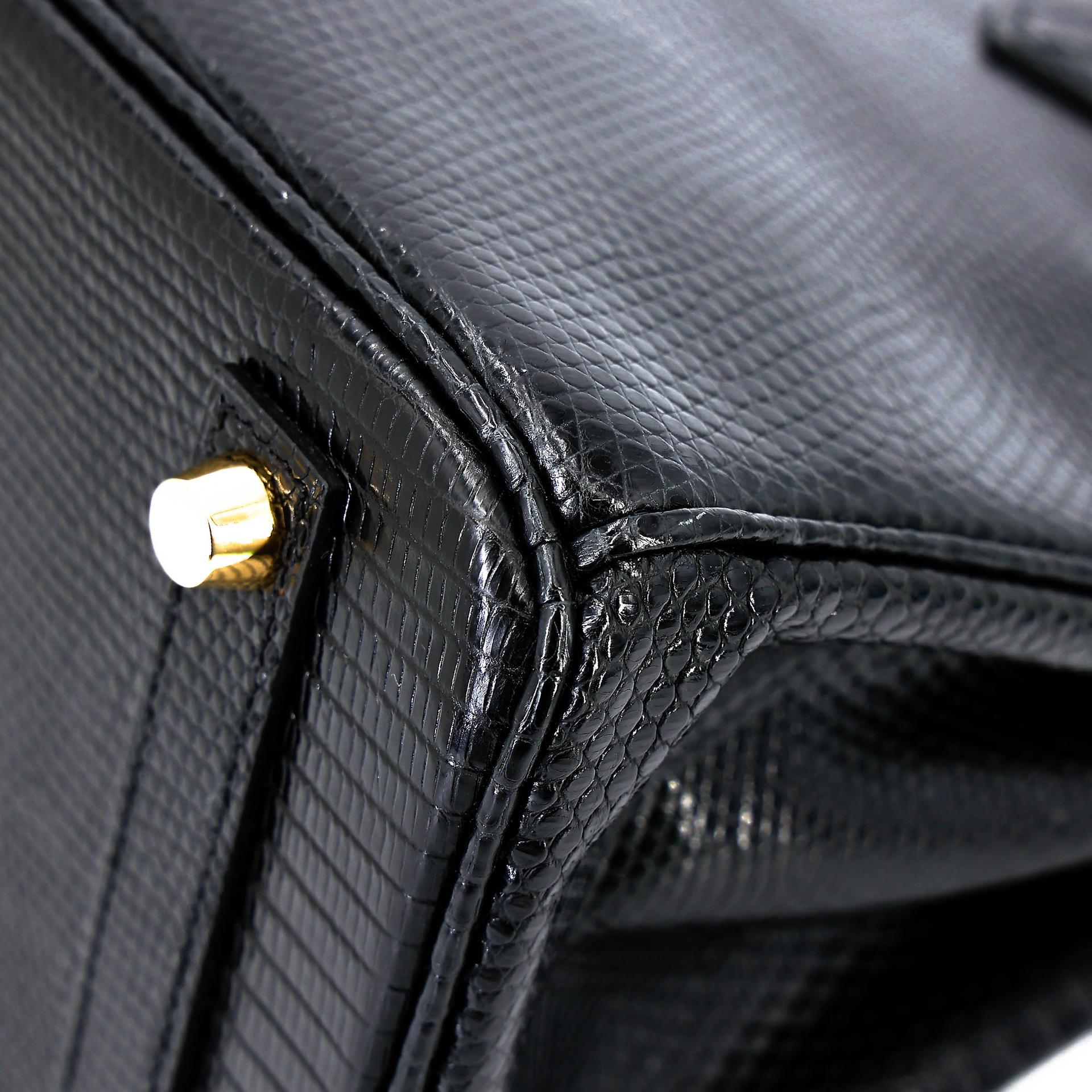 A美品 HERMÈS 愛馬仕 Birkin 25 89 黑色 Noir (Black) 蜥蜴皮 金扣 □N刻 2010年 - 10