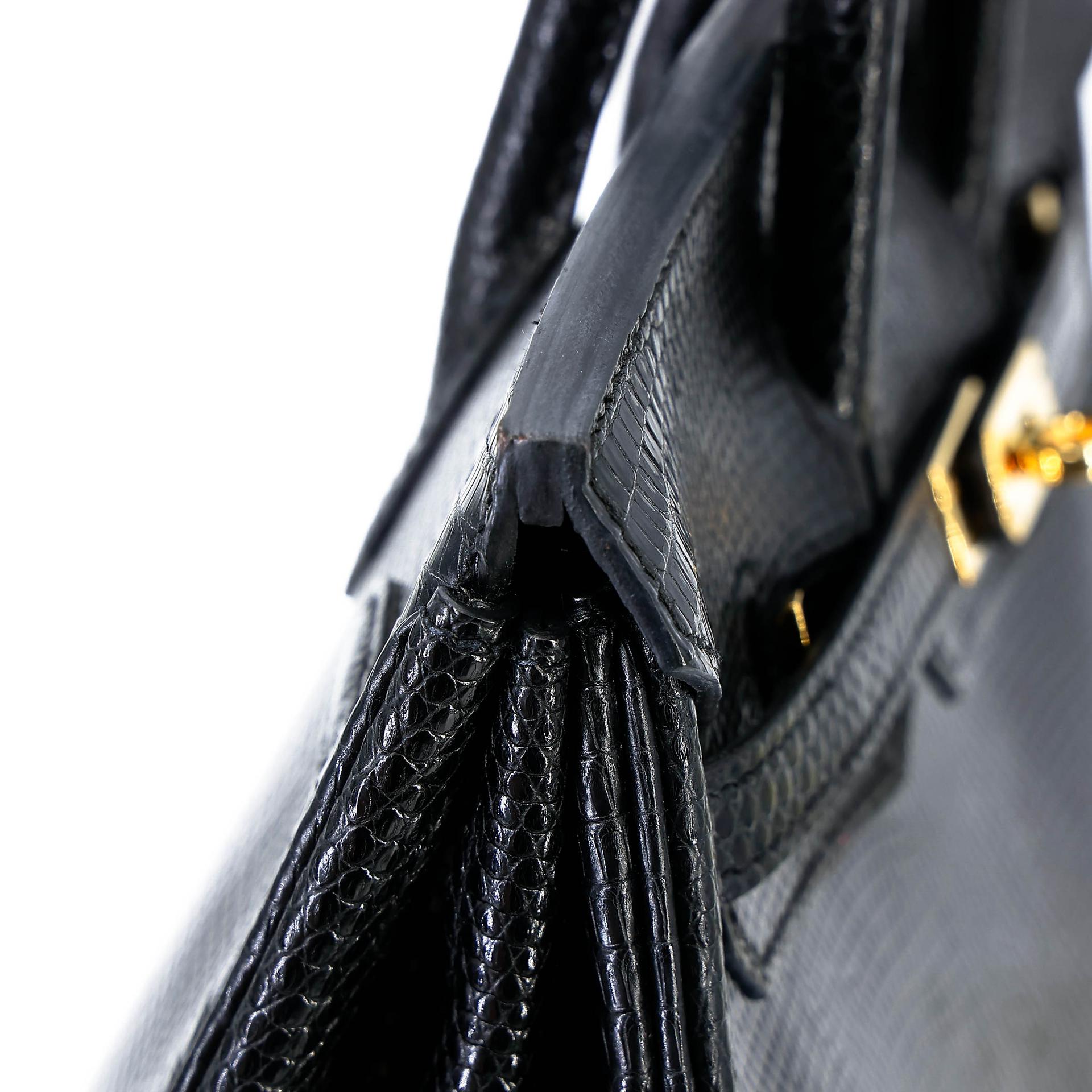 A美品 HERMÈS 愛馬仕 Birkin 25 89 黑色 Noir (Black) 蜥蜴皮 金扣 □N刻 2010年 - 13