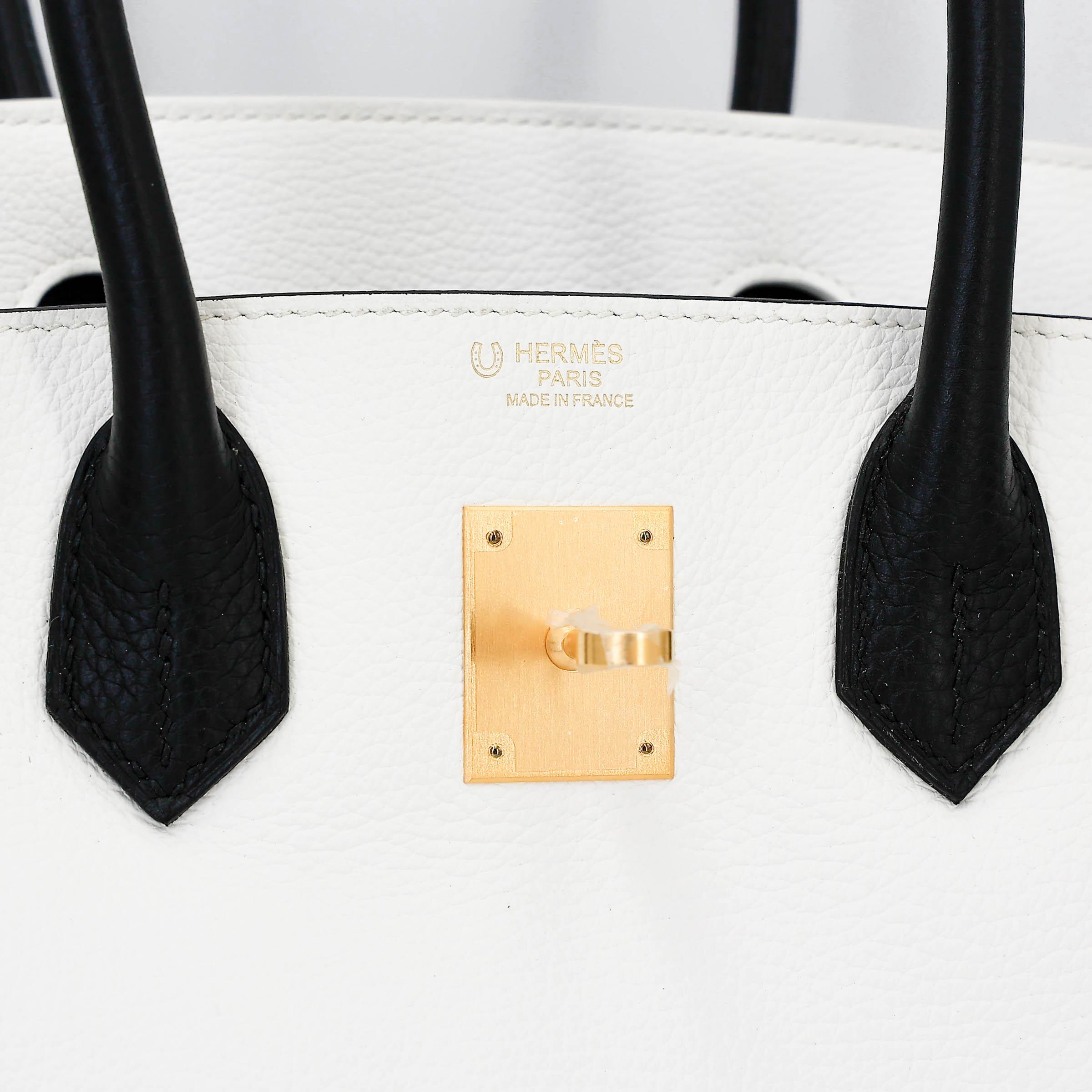 ランク NS 未使用品 HERMÈS エルメス スペシャルオーダー バーキン30 ブラック (89) ホワイト (01) トゴ マットゴールド金具 Z刻印 (2021) - 19