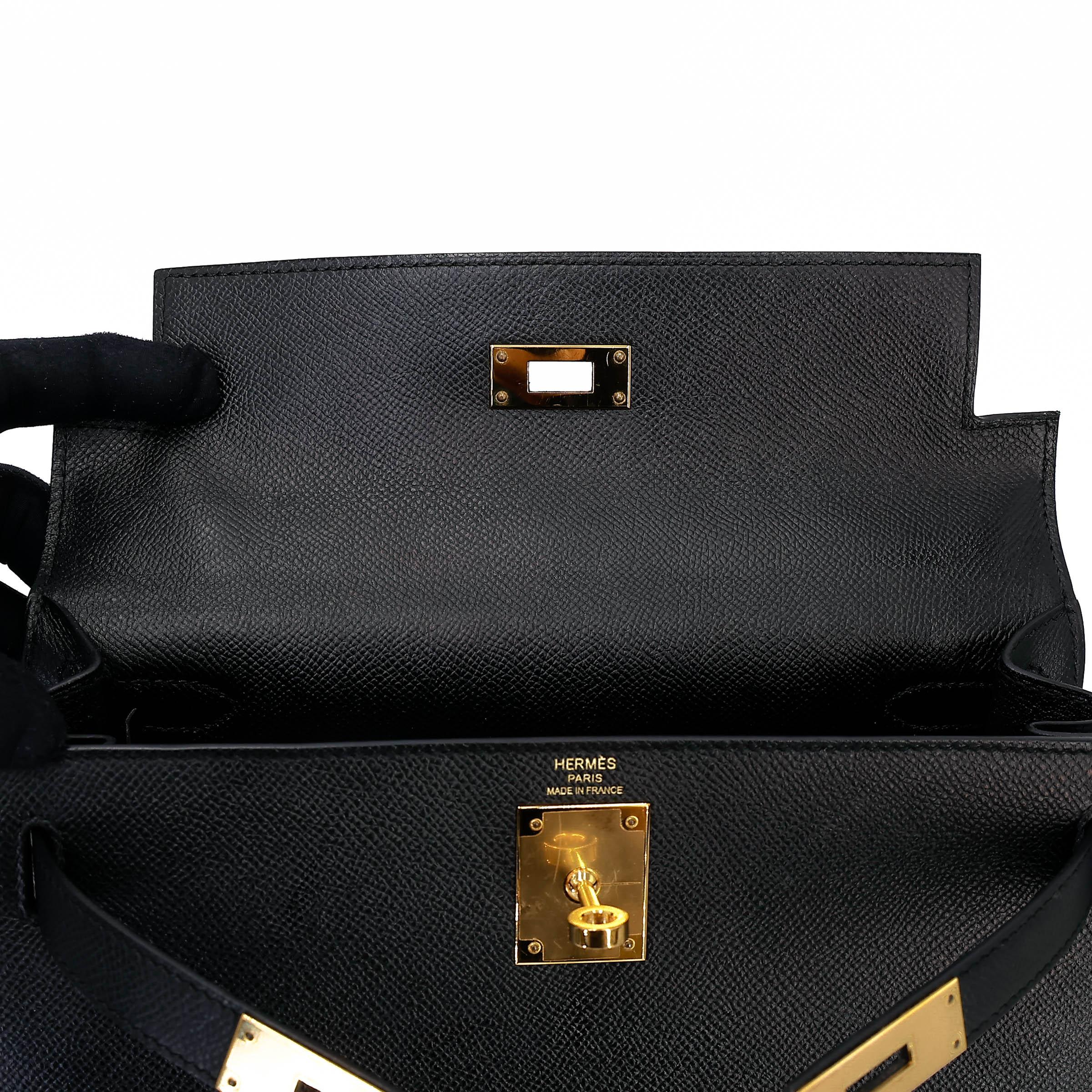 Very Good ( Rank A) HERMÈS Kelly 28 Sellier Noir (89) Epsom Gold hardware C (2018) - 15