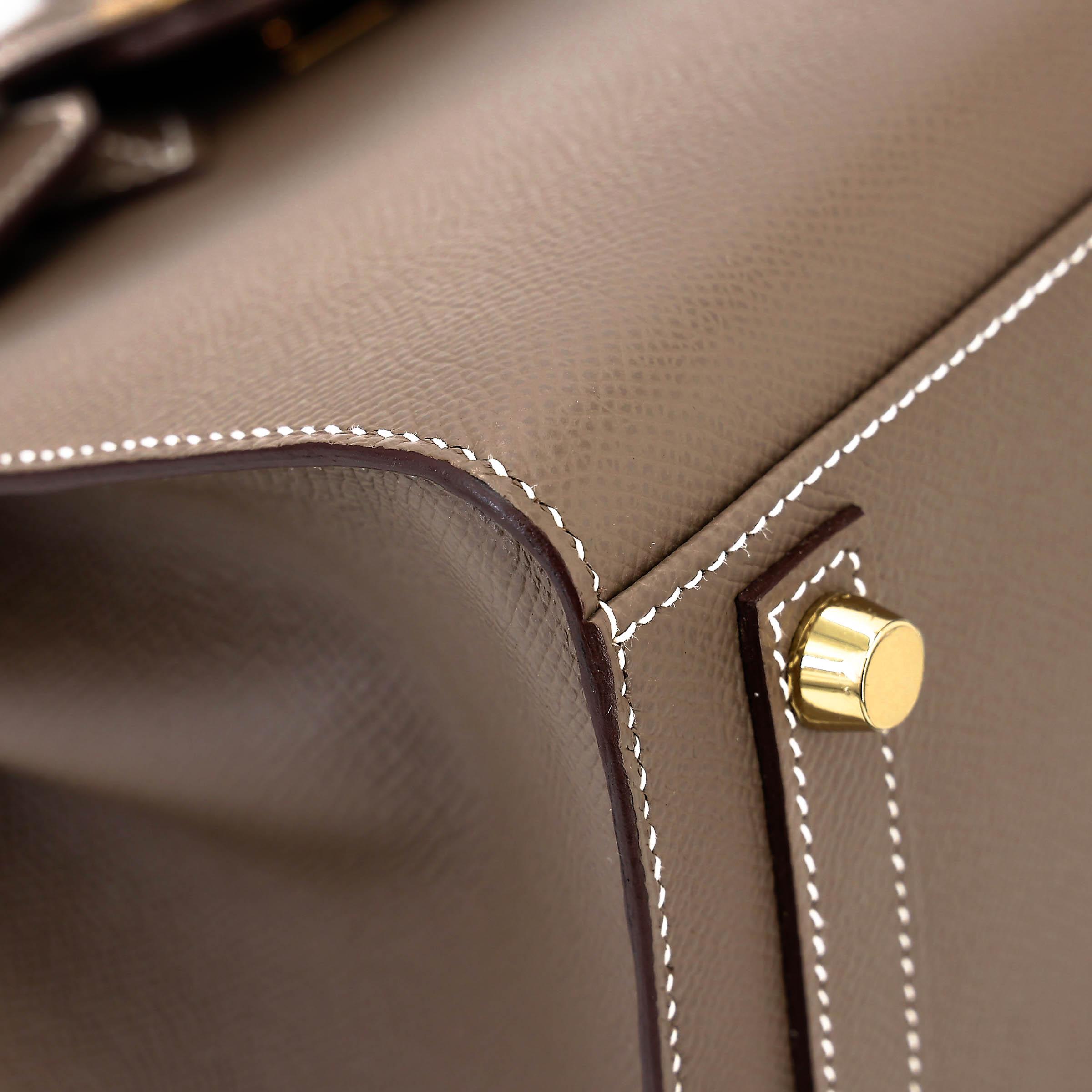 Unused ( Rank NS ) HERMÈS Birkin 25 Sellier Etoupe (18) Epsom Gold hardware U (2022) - 9