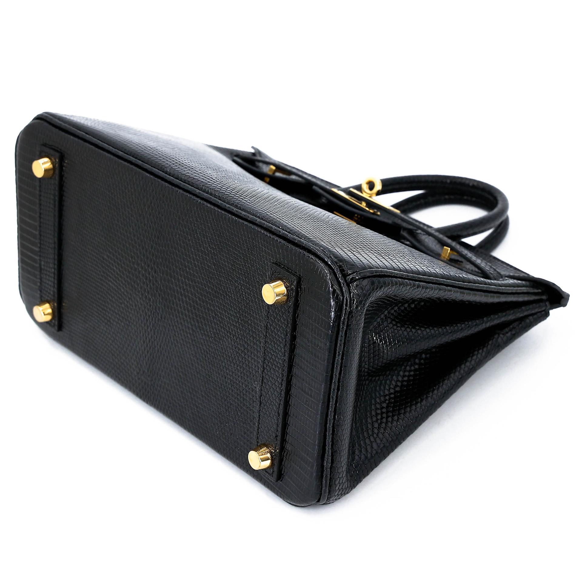 A美品 HERMÈS 愛馬仕 Birkin 25 89 黑色 Noir (Black) 蜥蜴皮 金扣 □N刻 2010年 - 4