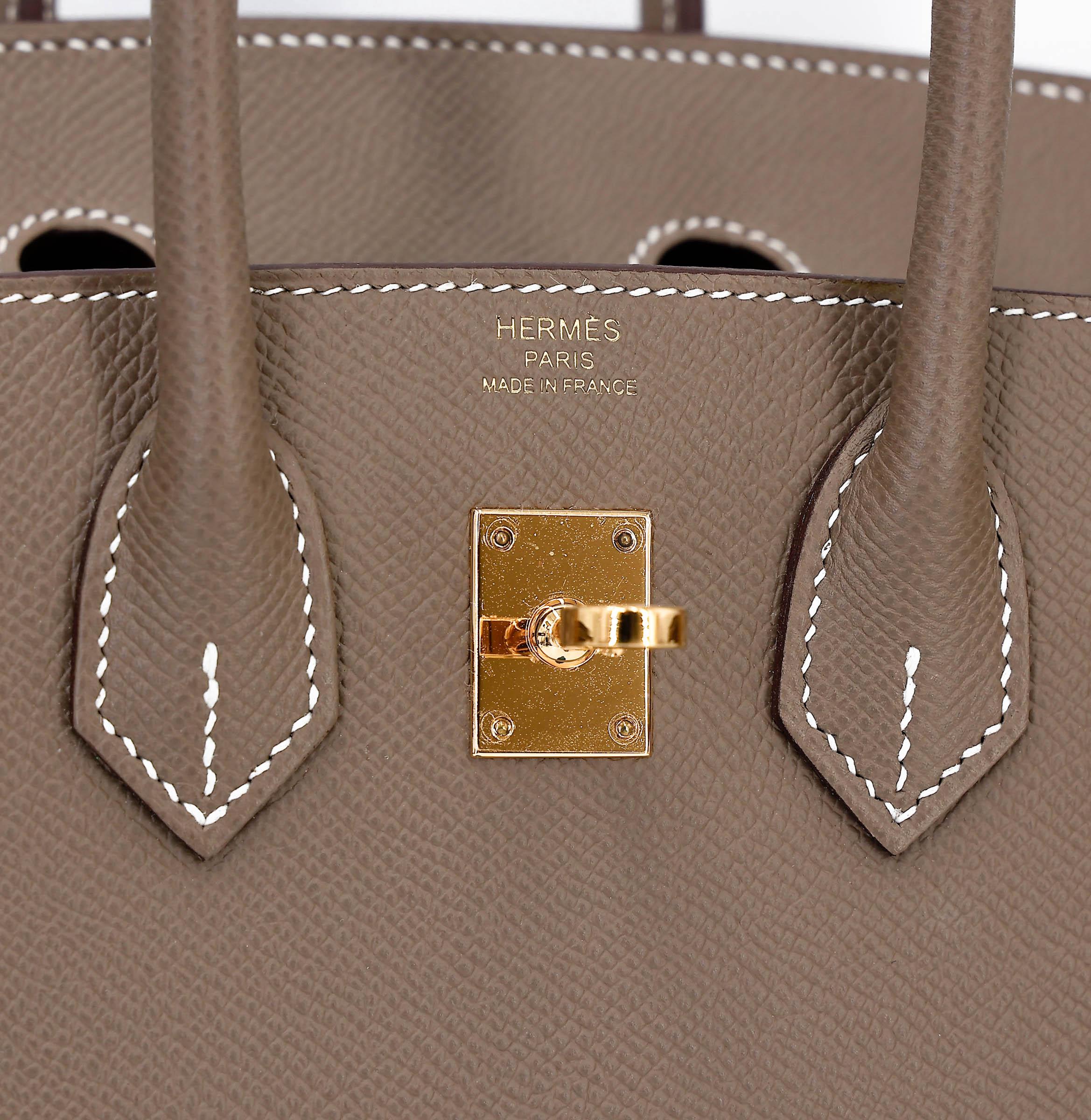 Unused ( Rank NS ) HERMÈS Birkin 25 Sellier Etoupe (18) Epsom Gold hardware U (2022) - 14