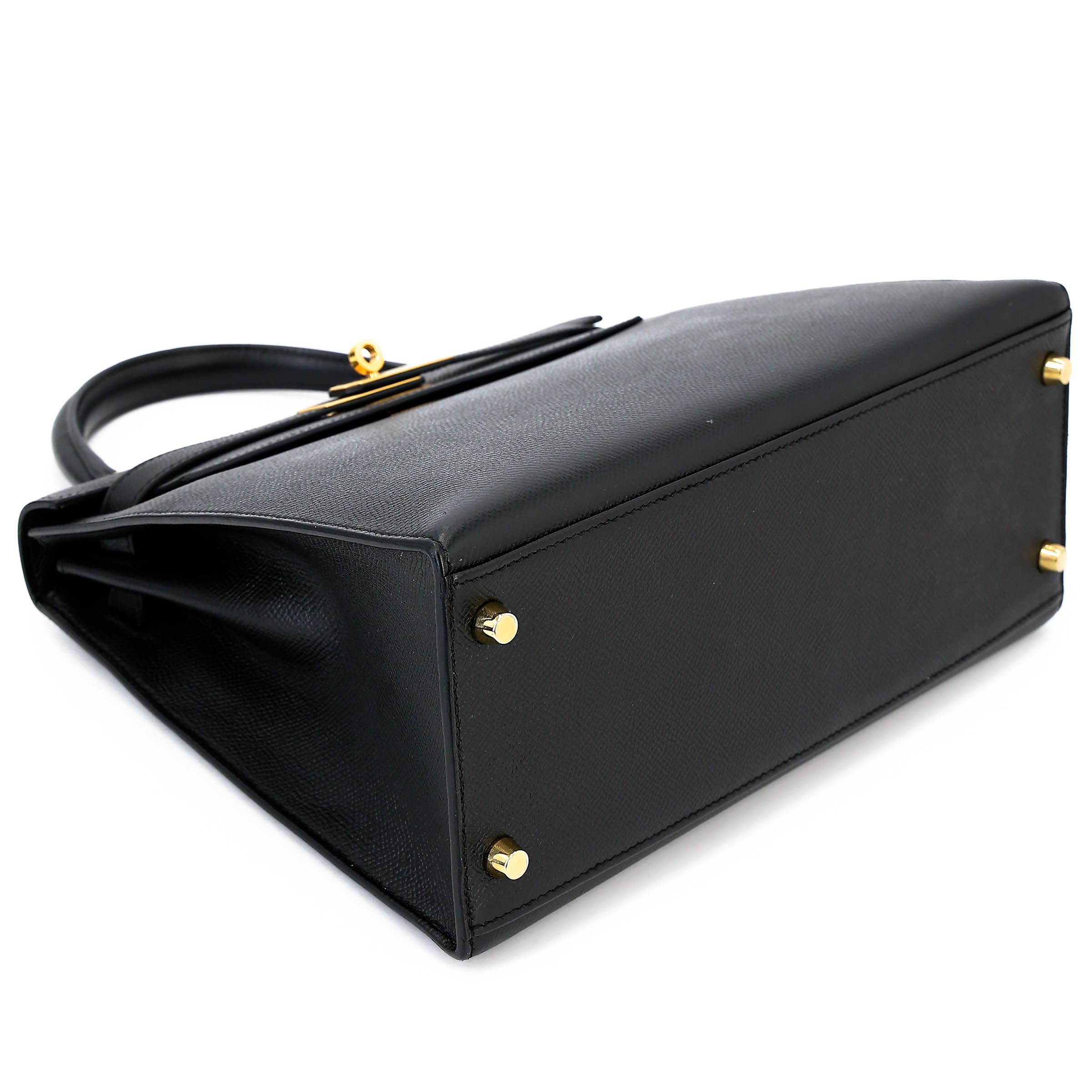 Very Good ( Rank A) HERMÈS Kelly 28 Sellier Noir (89) Epsom Gold hardware C (2018) - 5