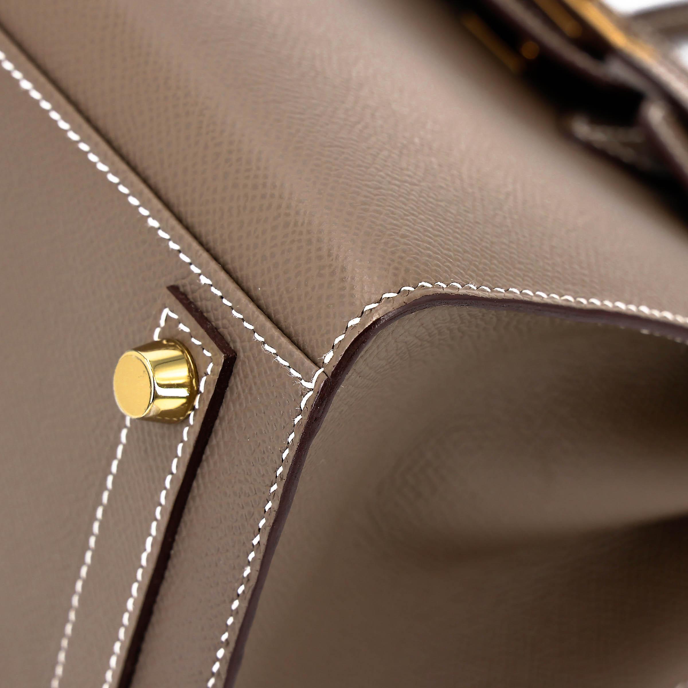 Unused ( Rank NS ) HERMÈS Birkin 25 Sellier Etoupe (18) Epsom Gold hardware U (2022) - 8