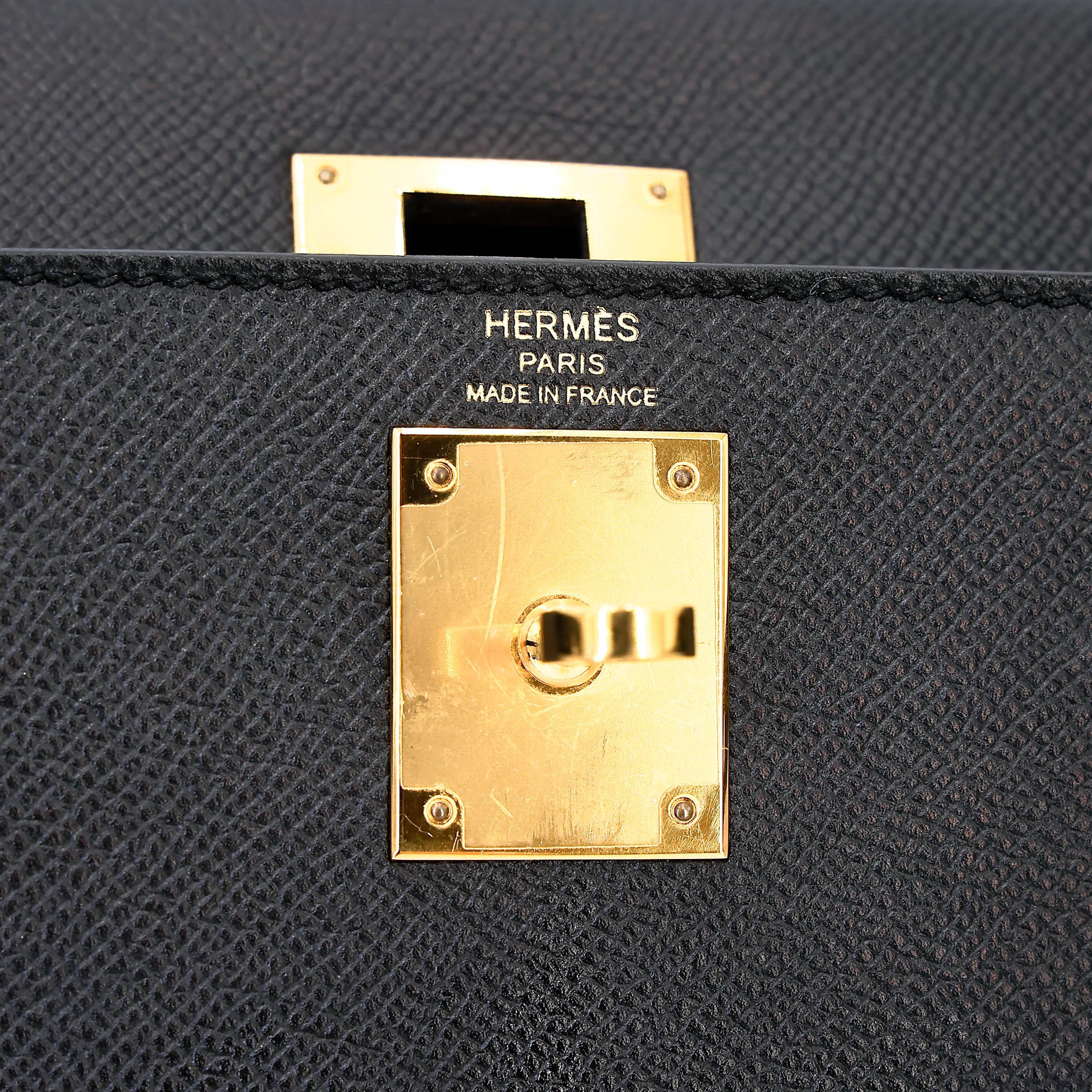 Very Good ( Rank A) HERMÈS Kelly 28 Sellier Noir (89) Epsom Gold hardware C (2018) - 17