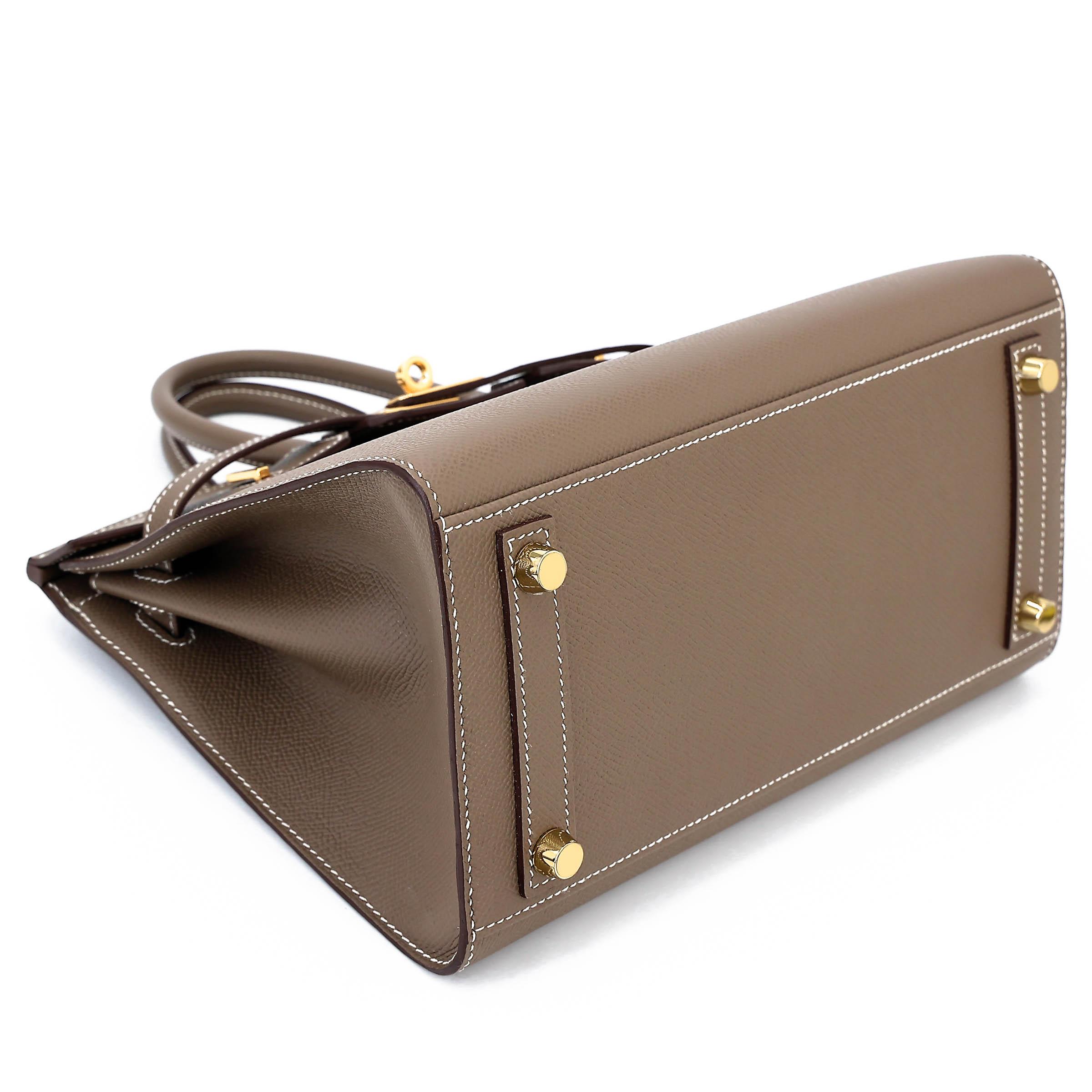 Unused ( Rank NS ) HERMÈS Birkin 25 Sellier Etoupe (18) Epsom Gold hardware U (2022) - 5