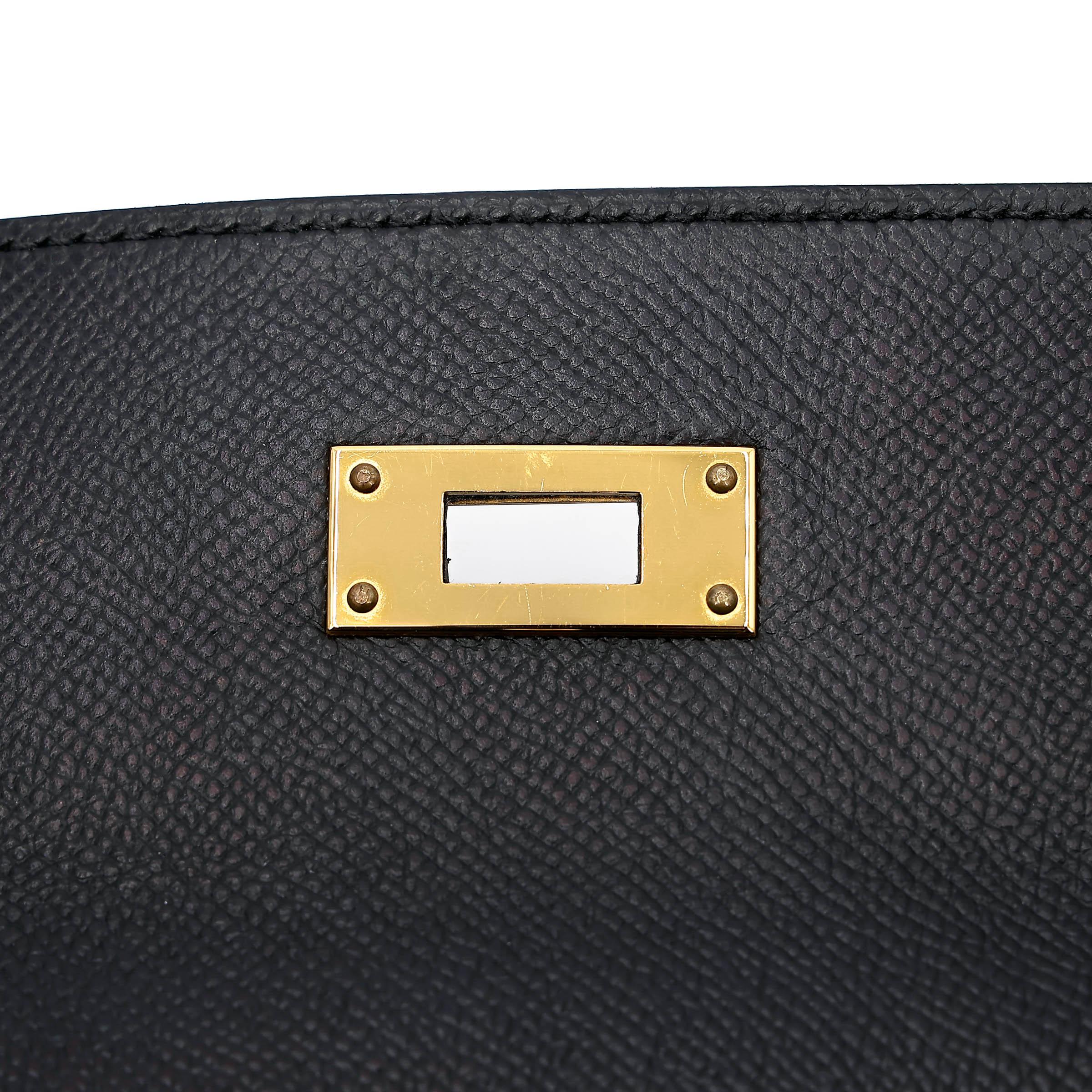 Very Good ( Rank A) HERMÈS Kelly 28 Sellier Noir (89) Epsom Gold hardware C (2018) - 14