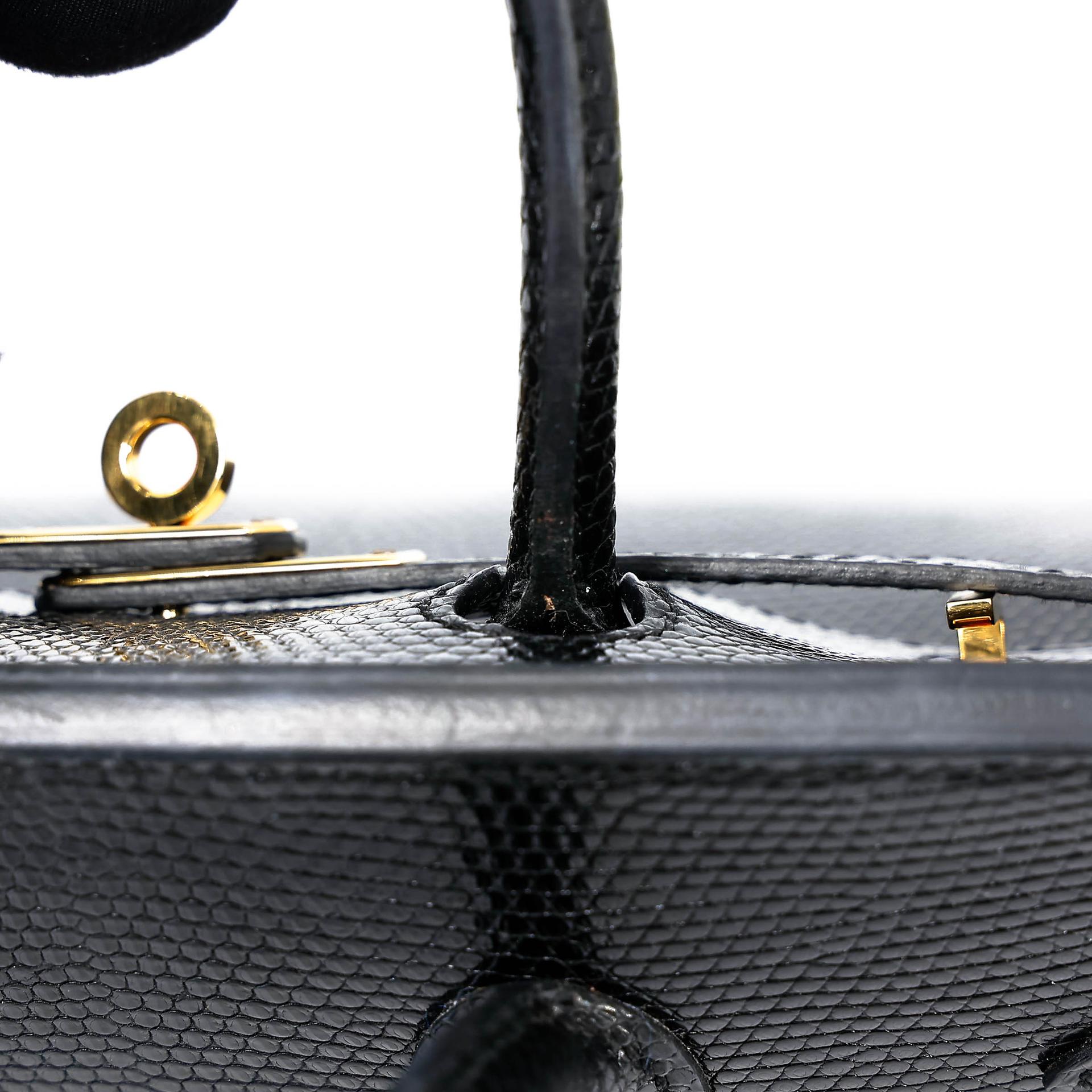 A美品 HERMÈS 愛馬仕 Birkin 25 89 黑色 Noir (Black) 蜥蜴皮 金扣 □N刻 2010年 - 16