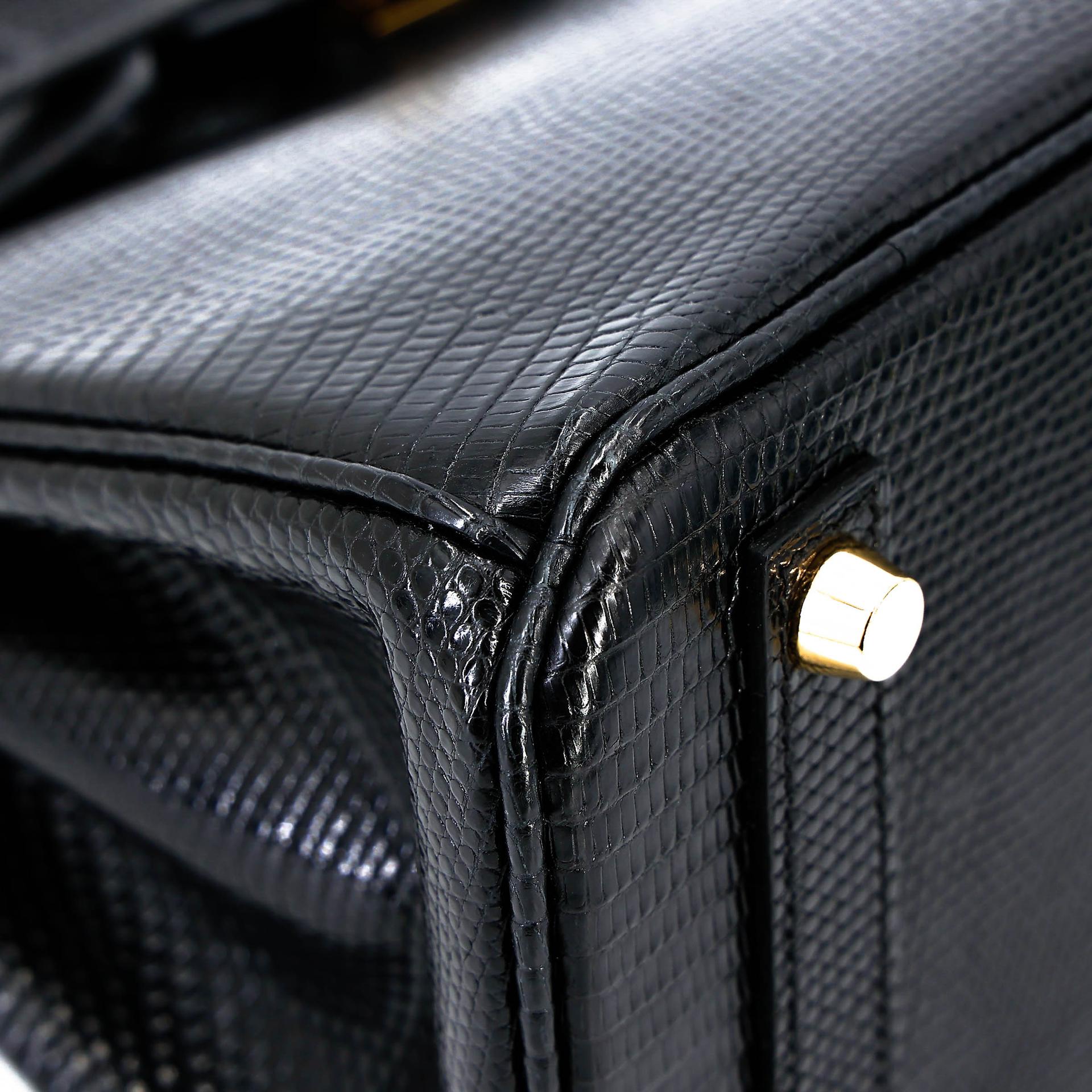 A美品 HERMÈS 愛馬仕 Birkin 25 89 黑色 Noir (Black) 蜥蜴皮 金扣 □N刻 2010年 - 9