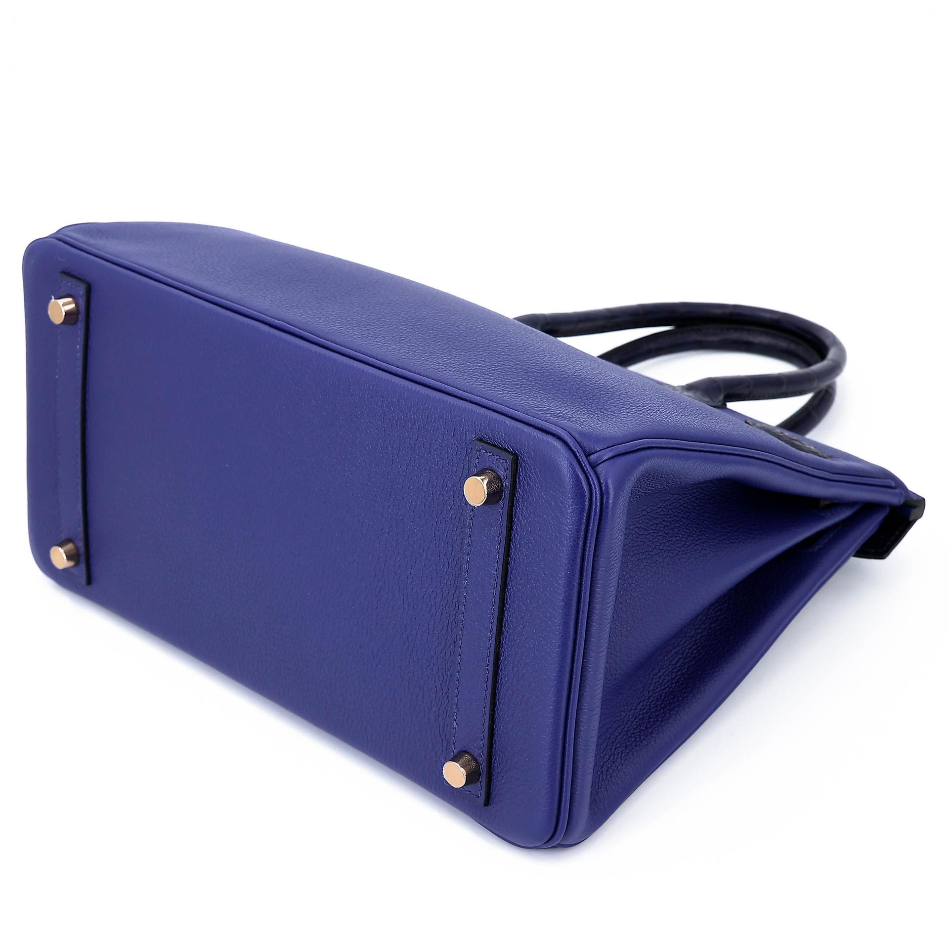 ランク NS 未使用品 HERMÈS エルメス バーキン30 タッチ ブルーサフィール (73) ブルーマリン (78) クロコダイル アリゲーター マット トリヨン ノビーヨ ピンクゴールド金具 C刻印 (2018) - 6