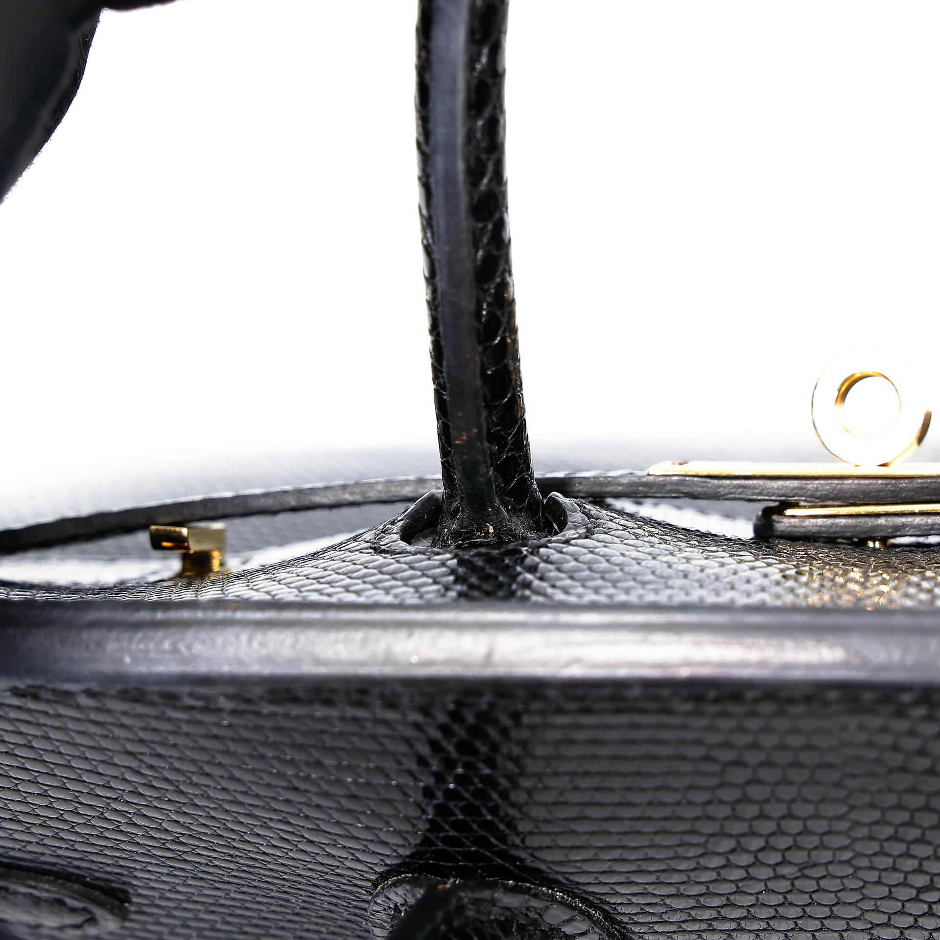 A美品 HERMÈS 愛馬仕 Birkin 25 89 黑色 Noir (Black) 蜥蜴皮 金扣 □N刻 2010年 - 18