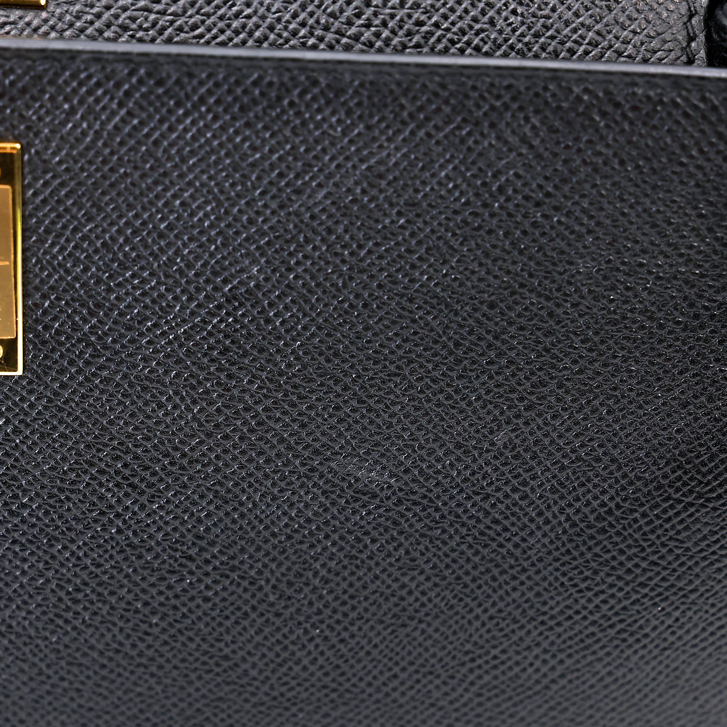 Very Good ( Rank A) HERMÈS Kelly 28 Sellier Noir (89) Epsom Gold hardware C (2018) - 16