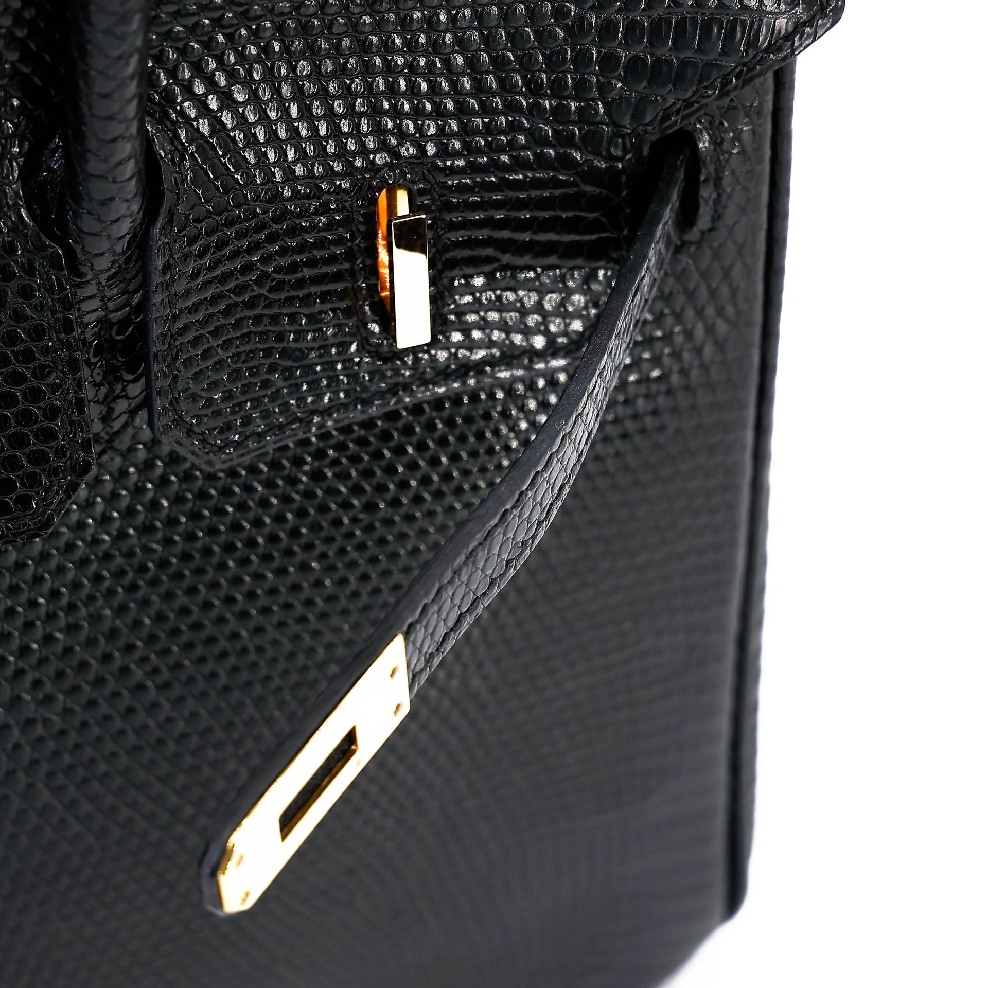 A美品 HERMÈS 愛馬仕 Birkin 25 89 黑色 Noir (Black) 蜥蜴皮 金扣 □N刻 2010年 - 23