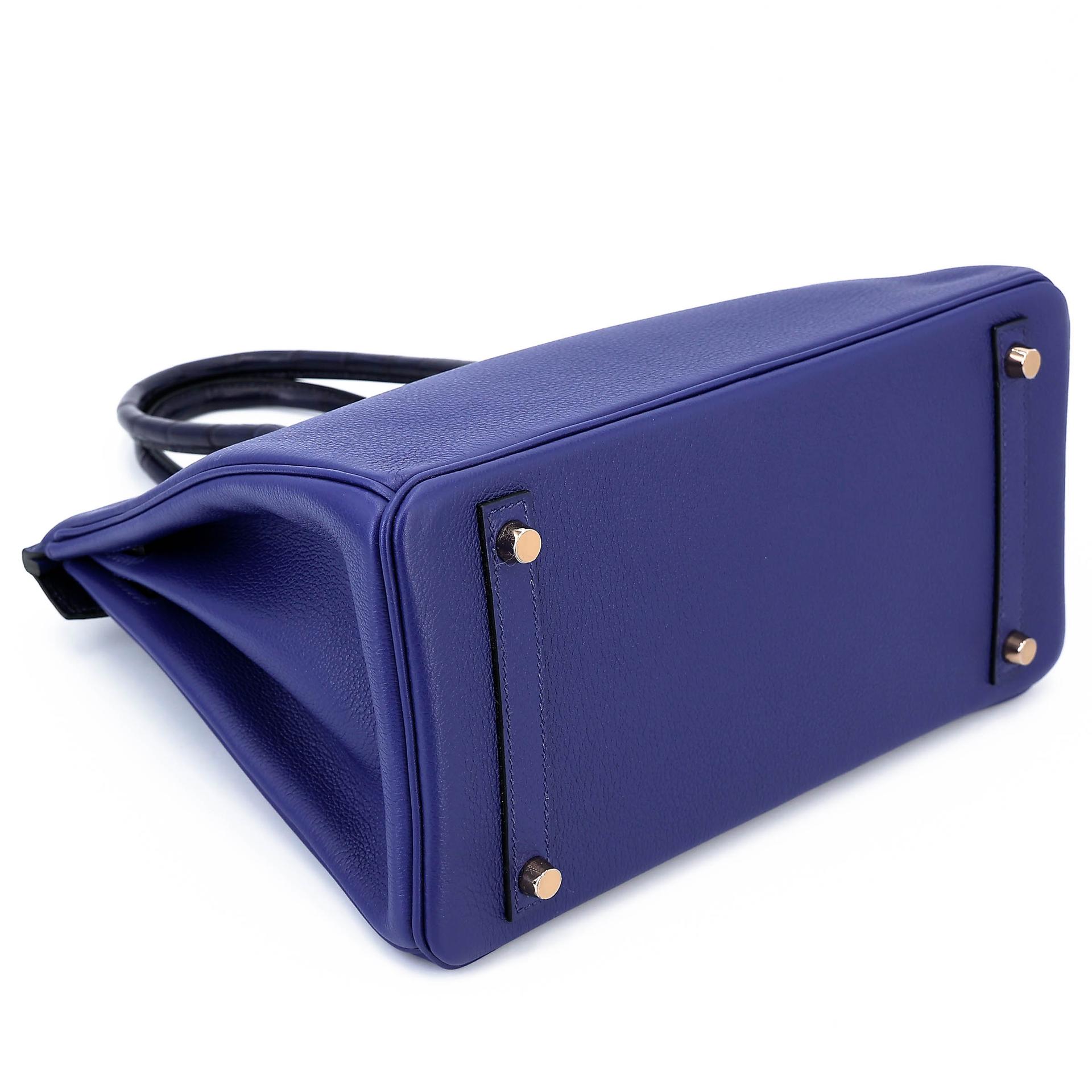 ランク NS 未使用品 HERMÈS エルメス バーキン30 タッチ ブルーサフィール (73) ブルーマリン (78) クロコダイル アリゲーター マット トリヨン ノビーヨ ピンクゴールド金具 C刻印 (2018) - 7