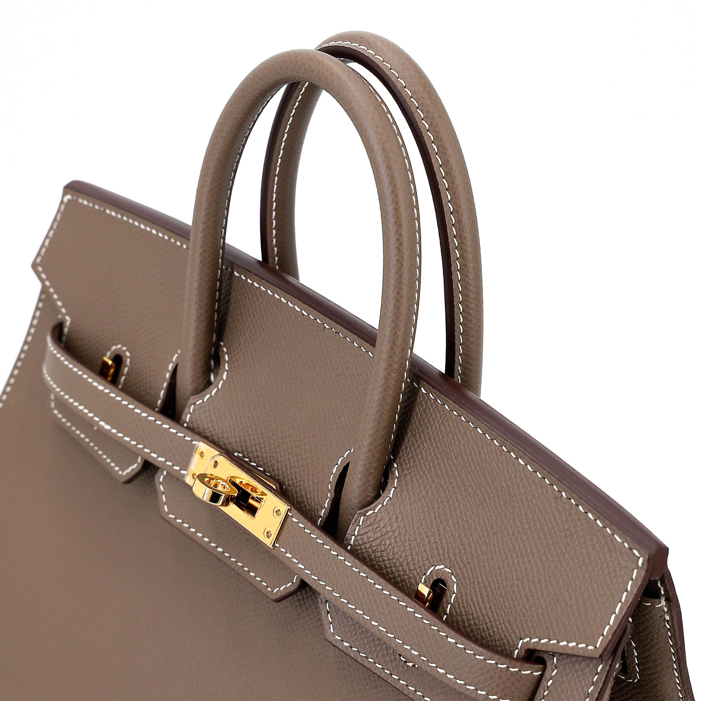 Unused ( Rank NS ) HERMÈS Birkin 25 Sellier Etoupe (18) Epsom Gold hardware U (2022) - 3