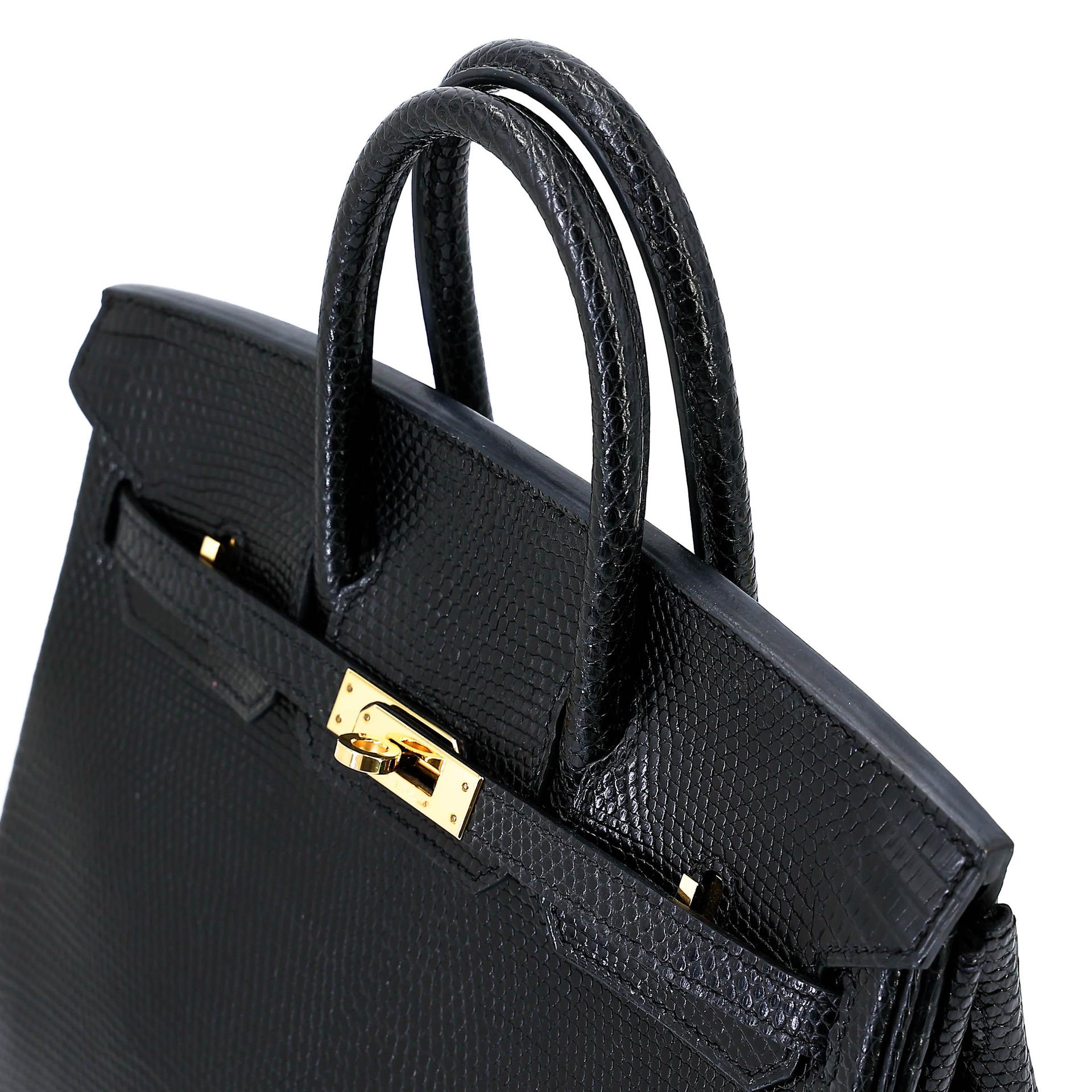 A美品 HERMÈS 愛馬仕 Birkin 25 89 黑色 Noir (Black) 蜥蜴皮 金扣 □N刻 2010年 - 3