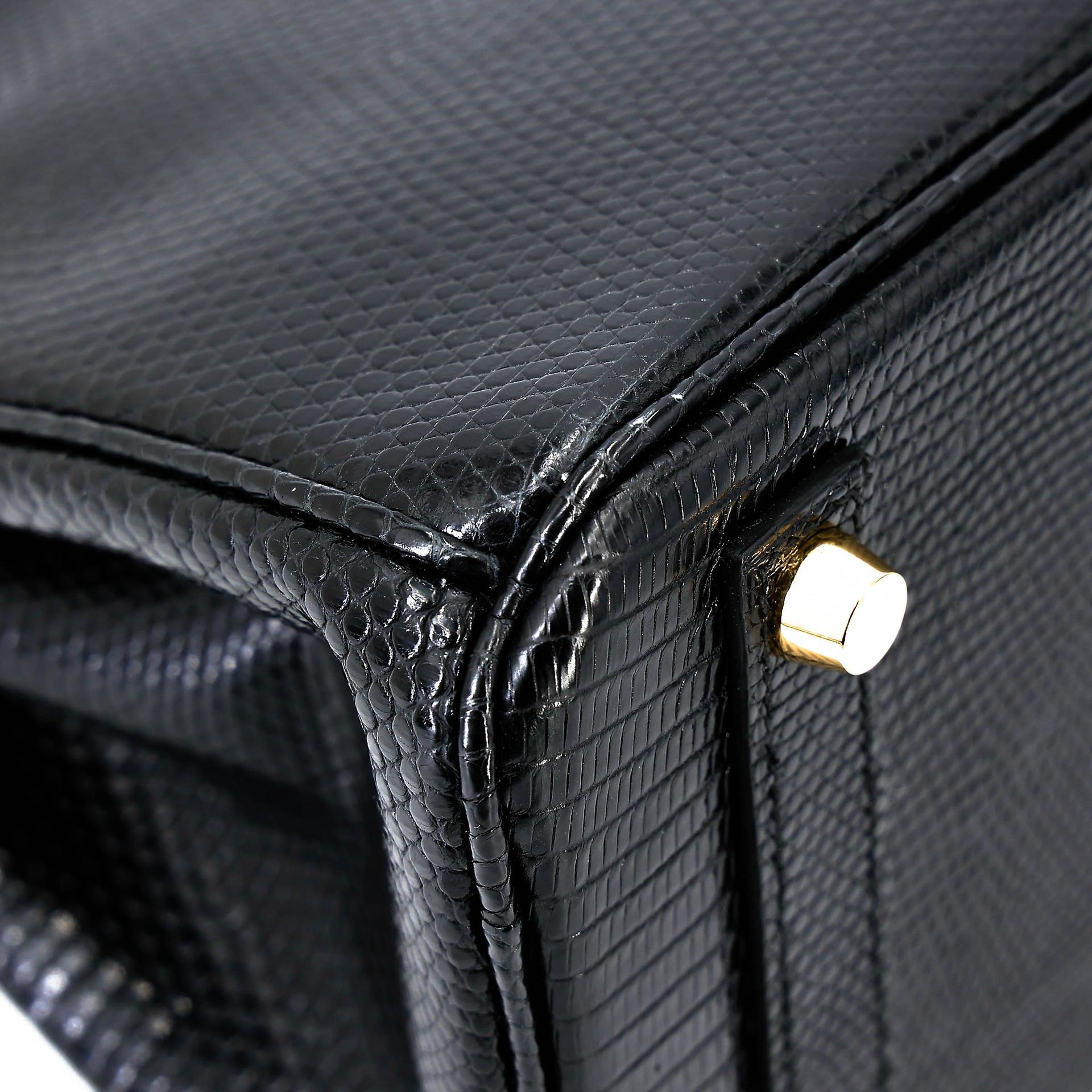 A美品 HERMÈS 愛馬仕 Birkin 25 89 黑色 Noir (Black) 蜥蜴皮 金扣 □N刻 2010年 - 11