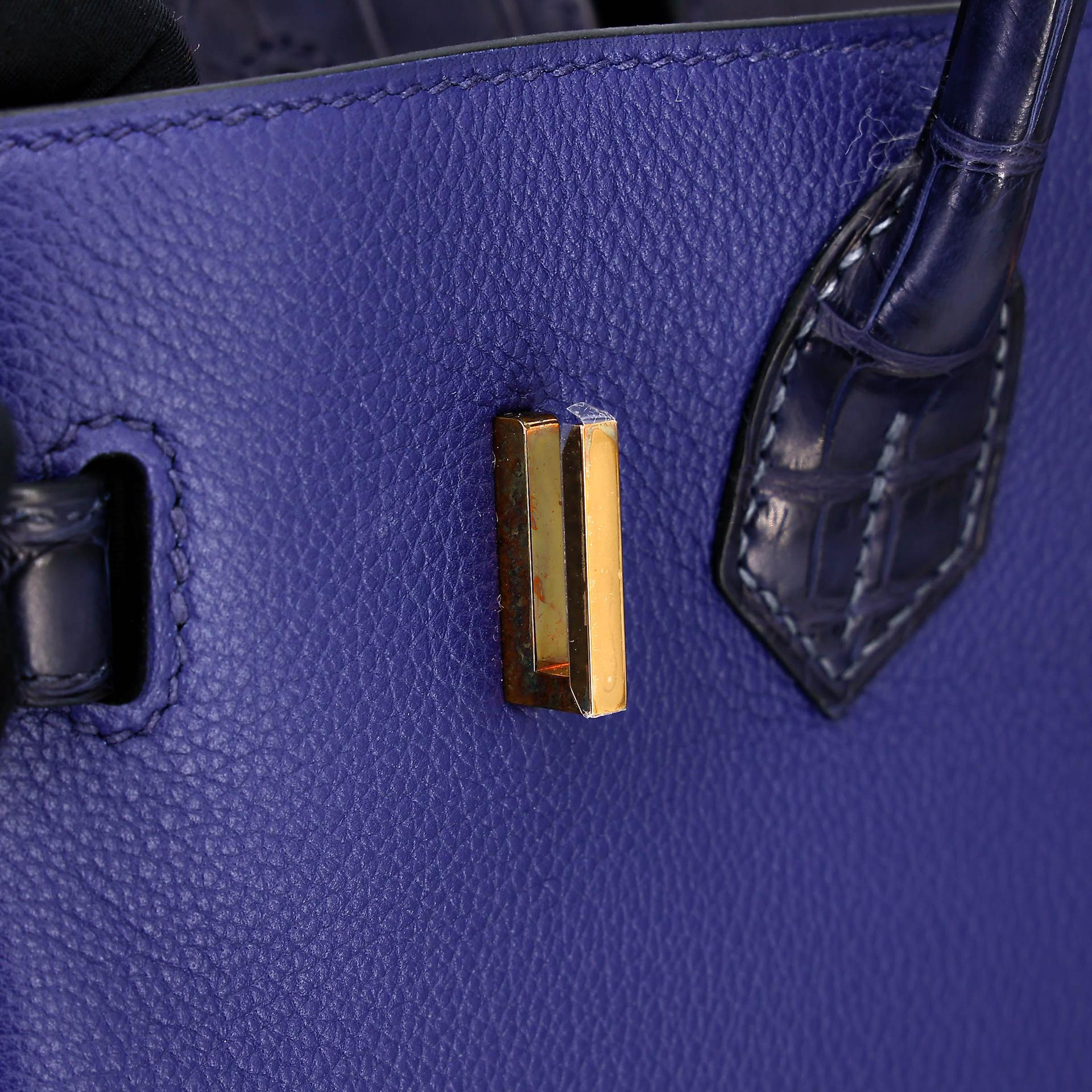 ランク NS 未使用品 HERMÈS エルメス バーキン30 タッチ ブルーサフィール (73) ブルーマリン (78) クロコダイル アリゲーター マット トリヨン ノビーヨ ピンクゴールド金具 C刻印 (2018) - 11