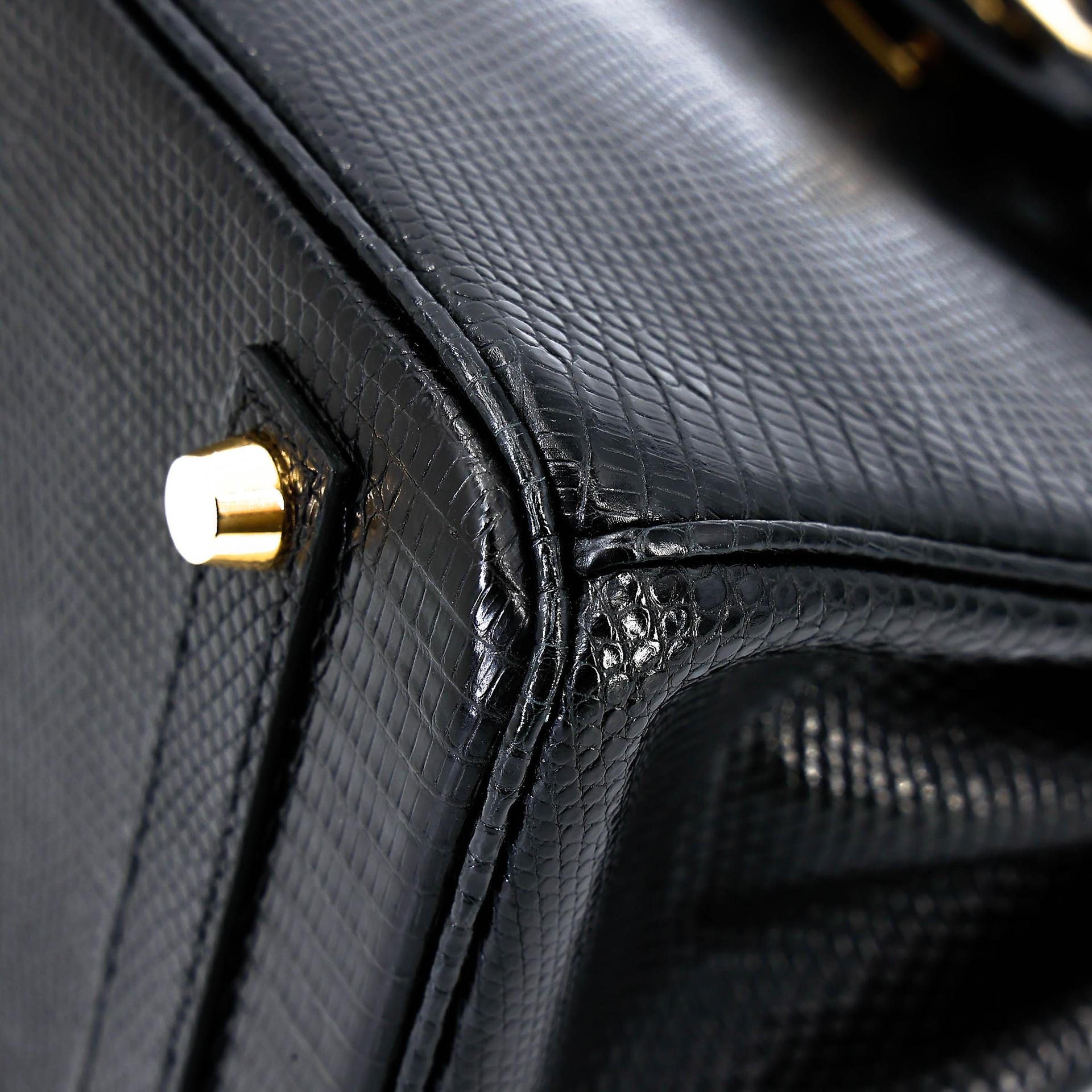 A美品 HERMÈS 愛馬仕 Birkin 25 89 黑色 Noir (Black) 蜥蜴皮 金扣 □N刻 2010年 - 8