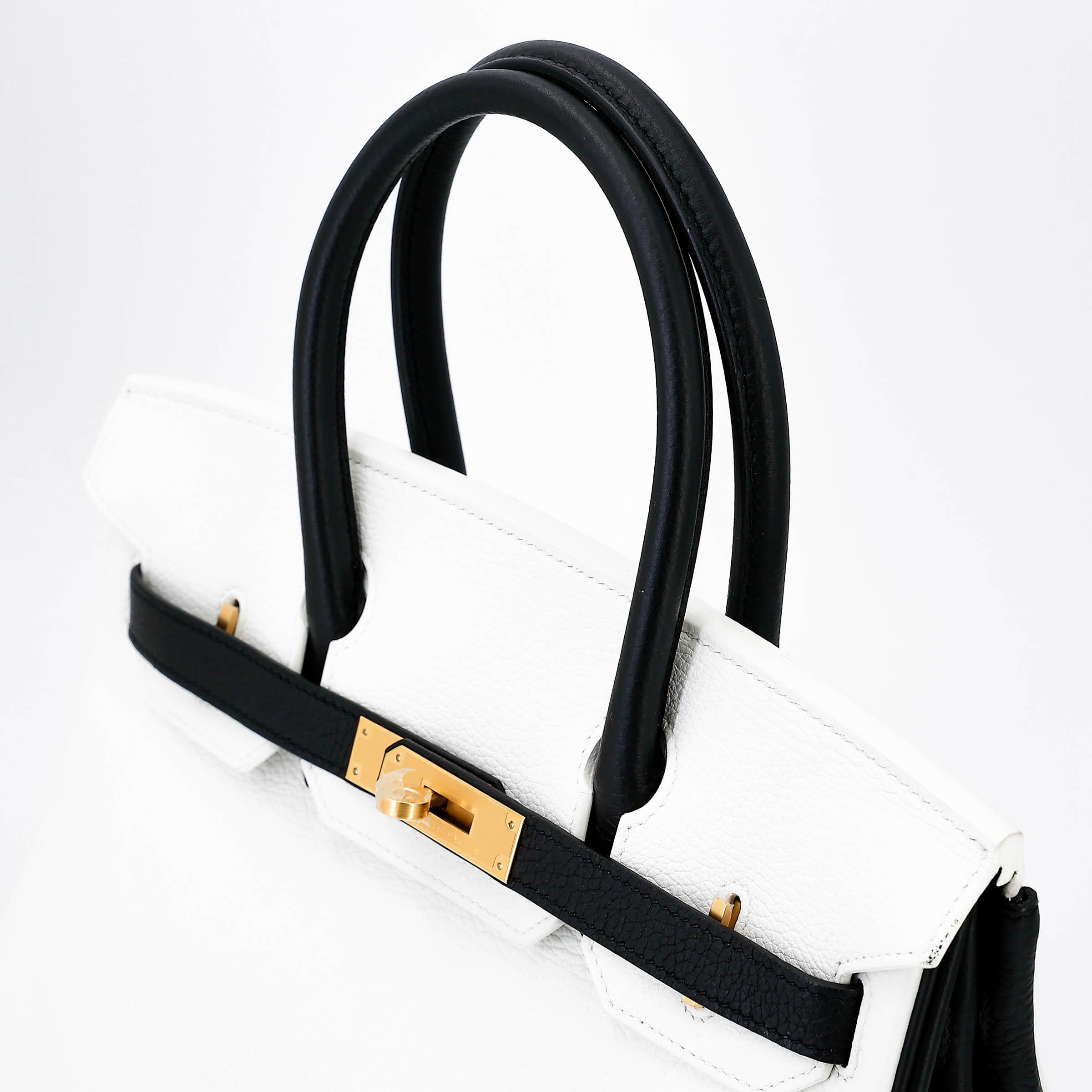 ランク NS 未使用品 HERMÈS エルメス スペシャルオーダー バーキン30 ブラック (89) ホワイト (01) トゴ マットゴールド金具 Z刻印 (2021) - 3