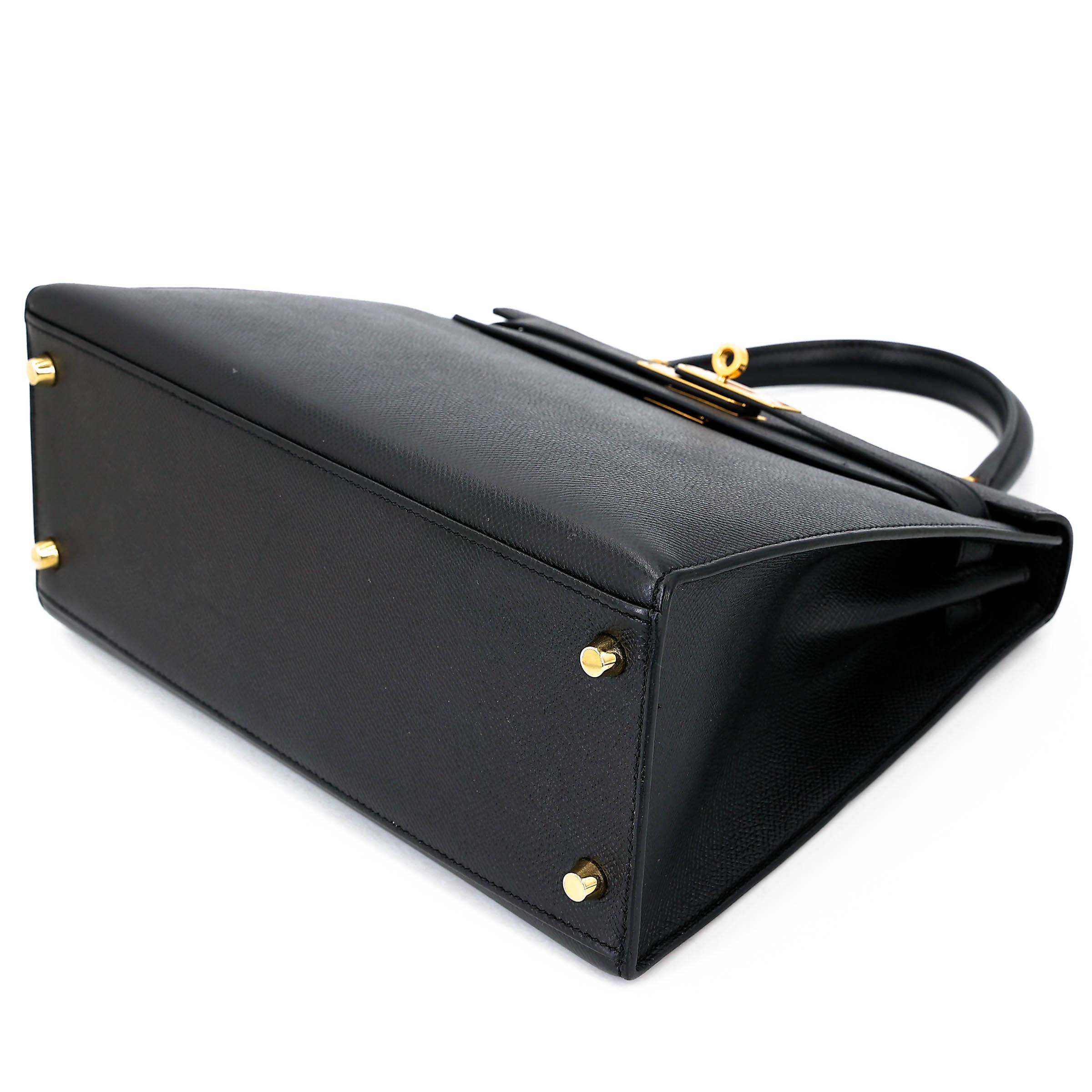 Very Good ( Rank A) HERMÈS Kelly 28 Sellier Noir (89) Epsom Gold hardware C (2018) - 4