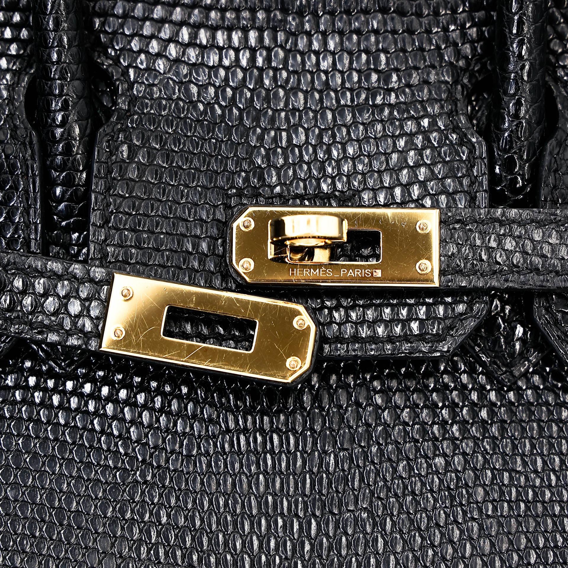 A美品 HERMÈS 愛馬仕 Birkin 25 89 黑色 Noir (Black) 蜥蜴皮 金扣 □N刻 2010年 - 21