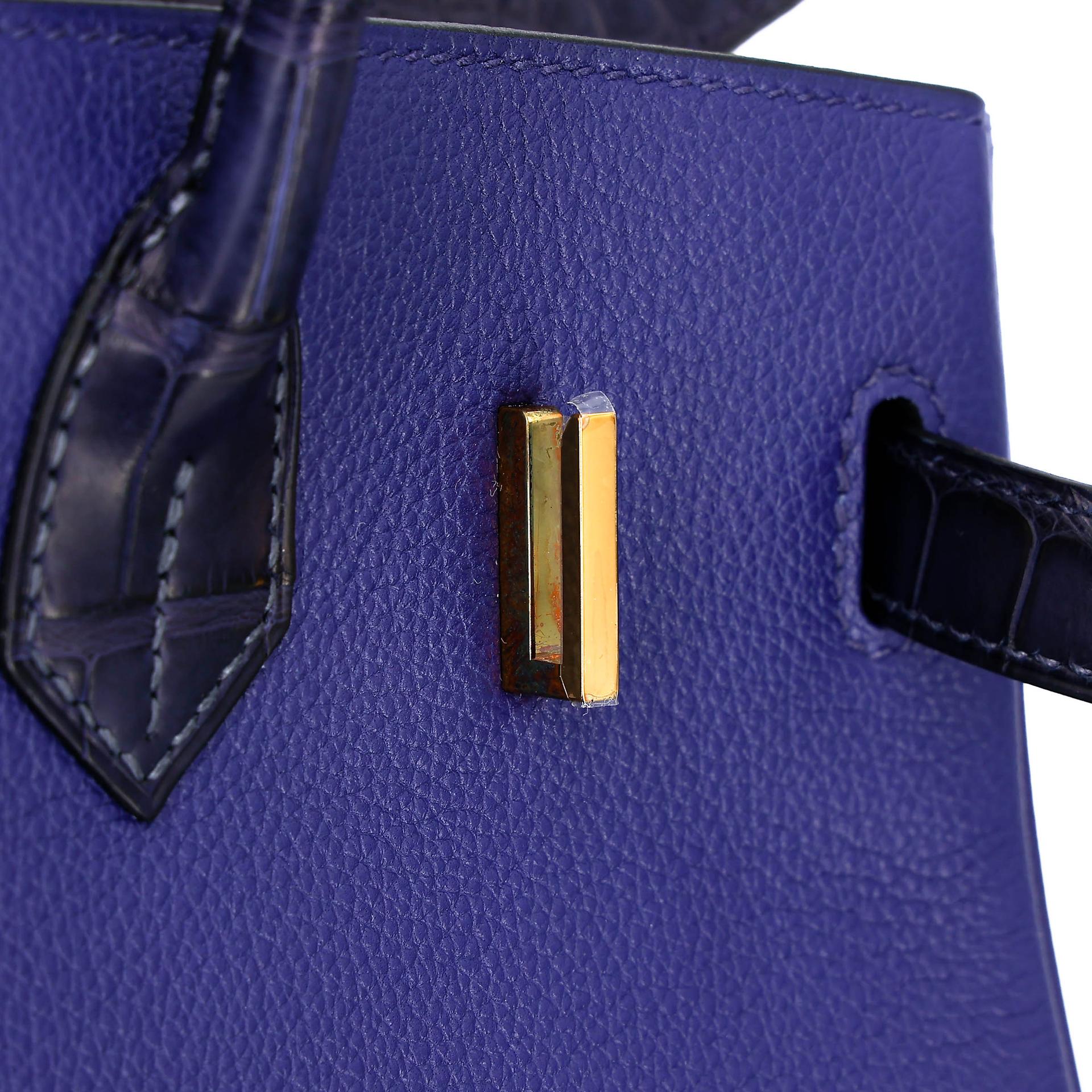 ランク NS 未使用品 HERMÈS エルメス バーキン30 タッチ ブルーサフィール (73) ブルーマリン (78) クロコダイル アリゲーター マット トリヨン ノビーヨ ピンクゴールド金具 C刻印 (2018) - 10