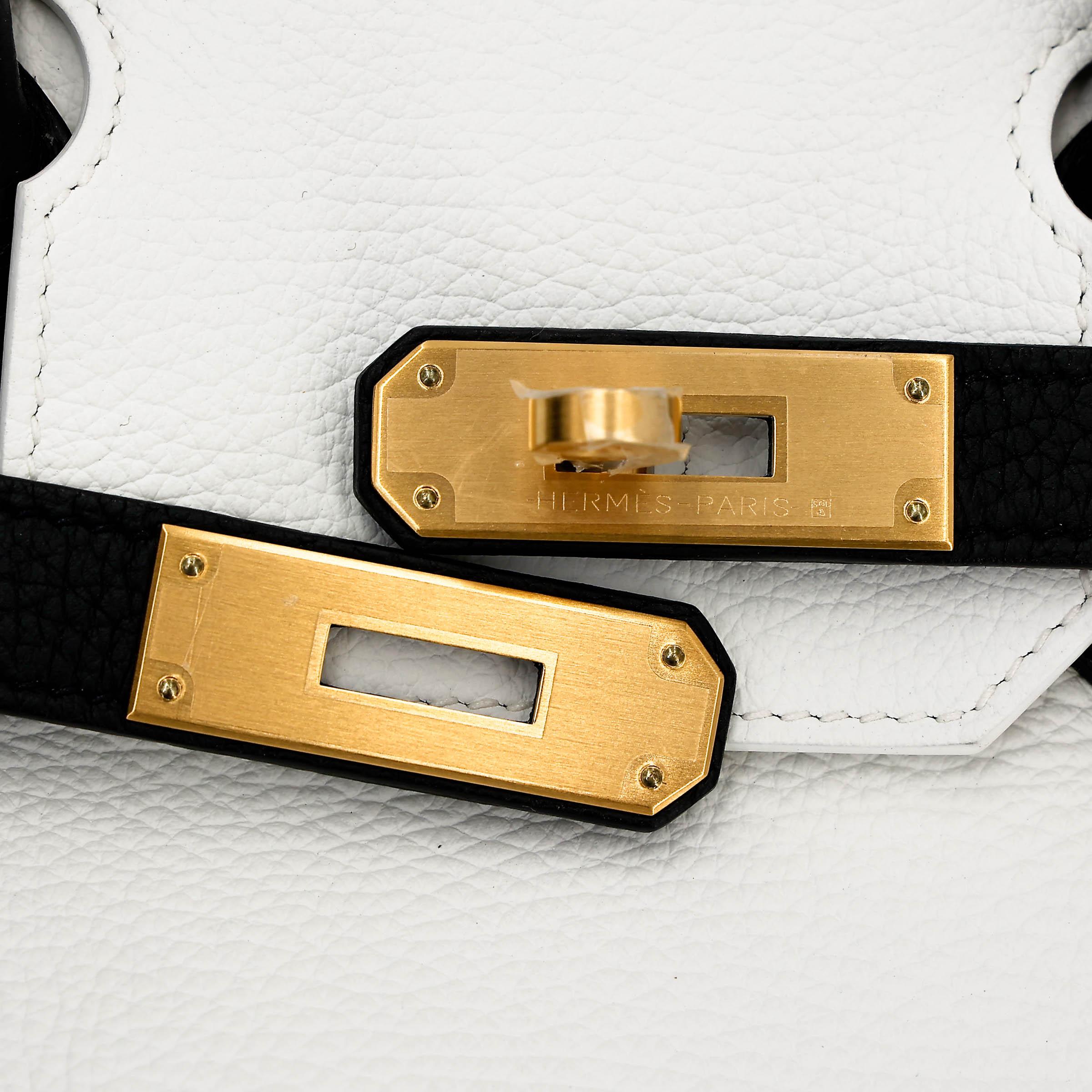 ランク NS 未使用品 HERMÈS エルメス スペシャルオーダー バーキン30 ブラック (89) ホワイト (01) トゴ マットゴールド金具 Z刻印 (2021) - 17
