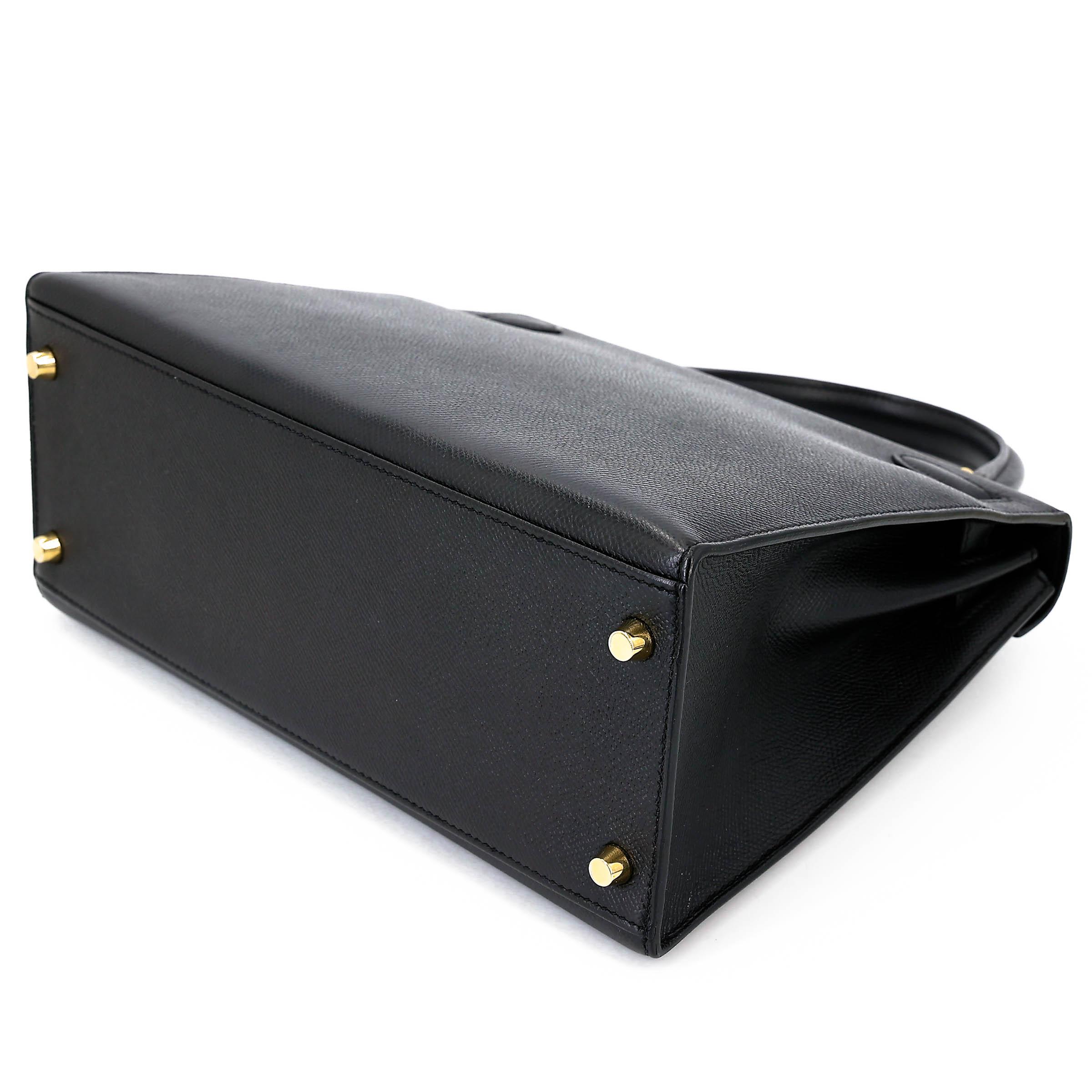 Very Good ( Rank A) HERMÈS Kelly 28 Sellier Noir (89) Epsom Gold hardware C (2018) - 6