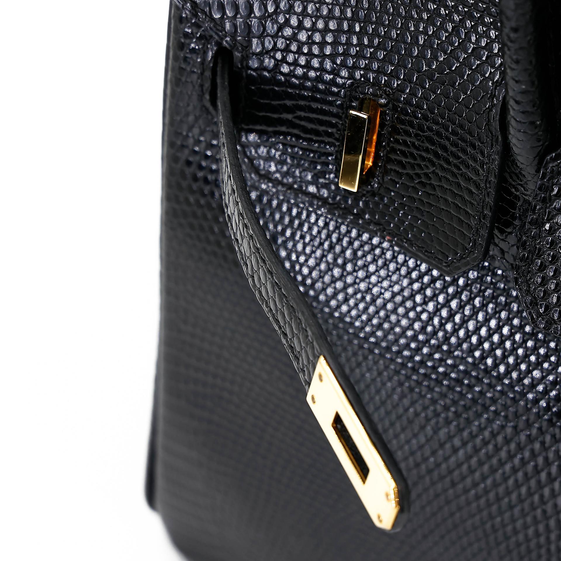 A美品 HERMÈS 愛馬仕 Birkin 25 89 黑色 Noir (Black) 蜥蜴皮 金扣 □N刻 2010年 - 24