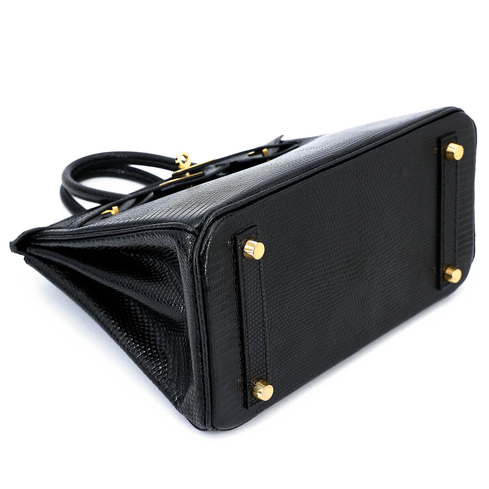 A美品 HERMÈS 愛馬仕 Birkin 25 89 黑色 Noir (Black) 蜥蜴皮 金扣 □N刻 2010年 - 5