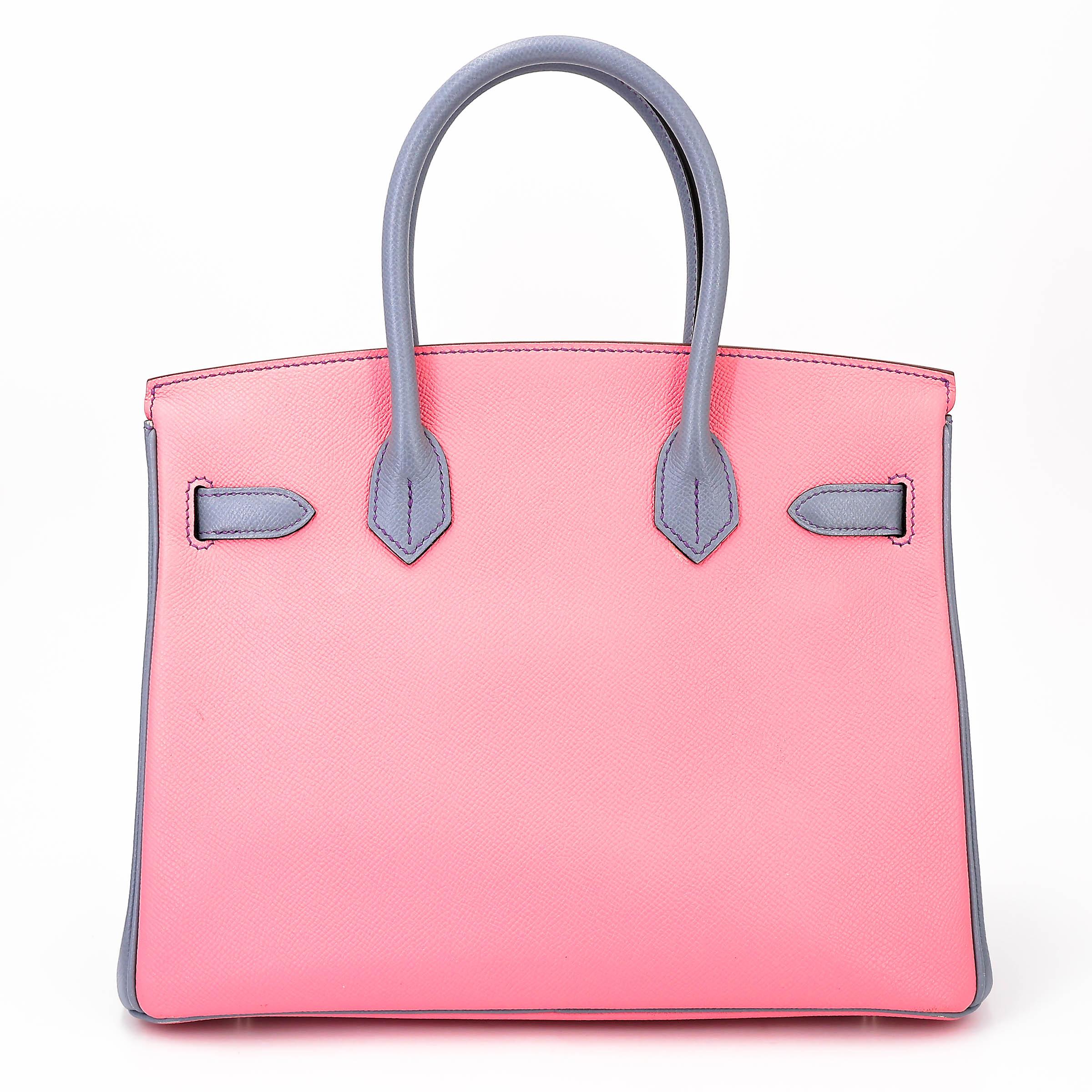 Birkin 30 HSS Rose Confetti (1Q) Bleu Lin (J7)