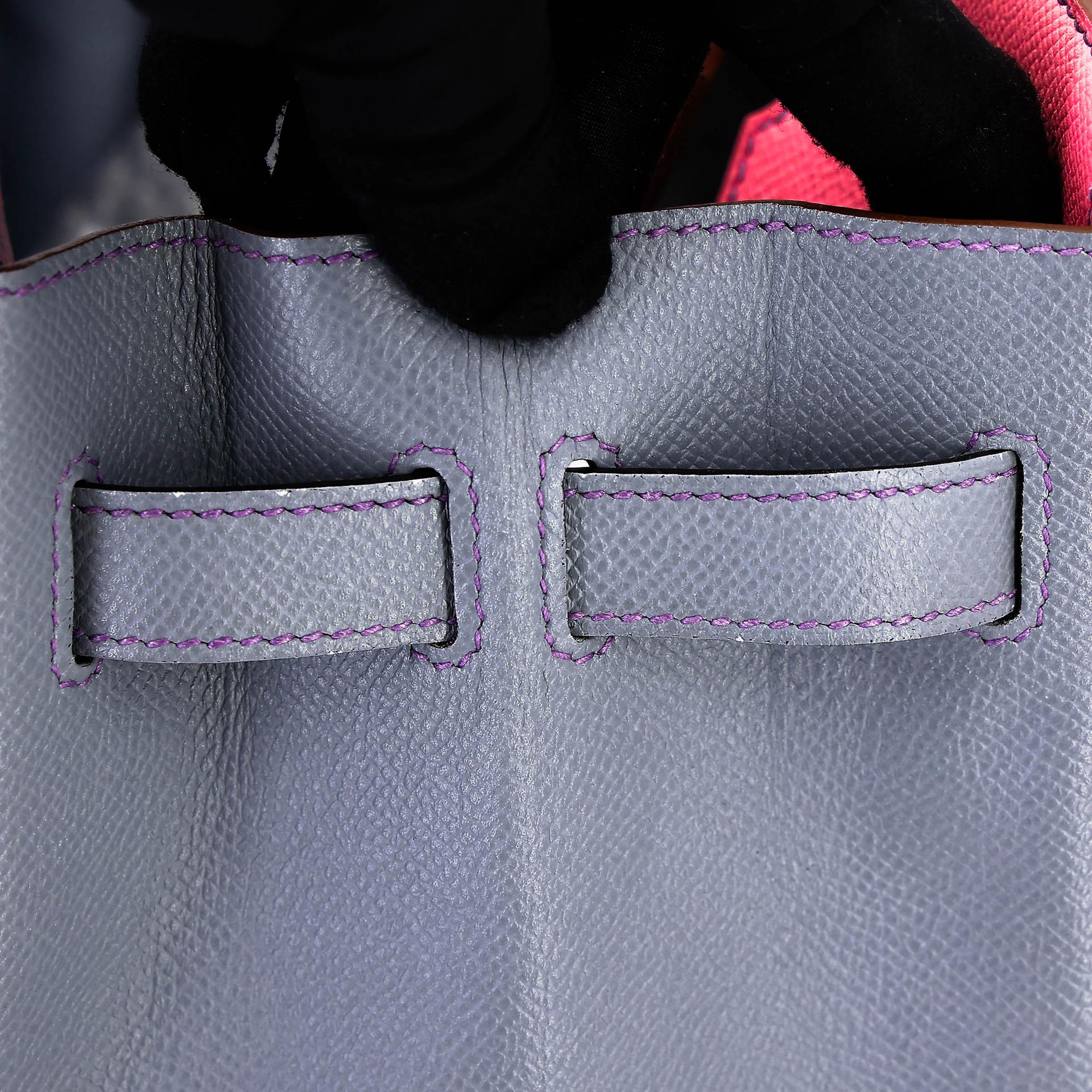 ランク A HERMÈS エルメス スペシャルオーダー バーキン30 ローズコンフェッティ (1Q) ブルーラン (J7) エプソン マットシルバー金具 □R刻印 (2014) - 27