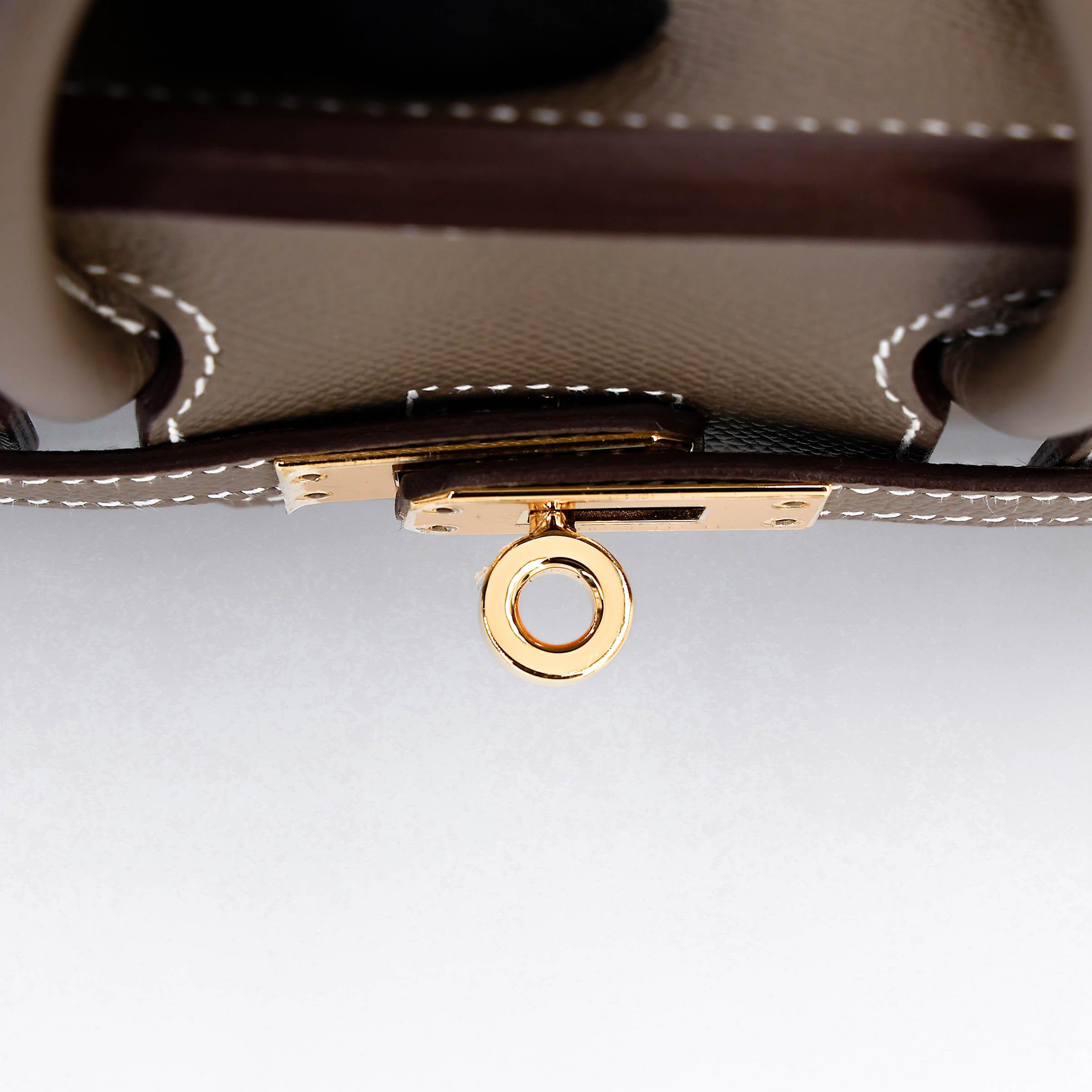 Unused ( Rank NS ) HERMÈS Birkin 25 Sellier Etoupe (18) Epsom Gold hardware U (2022) - 13